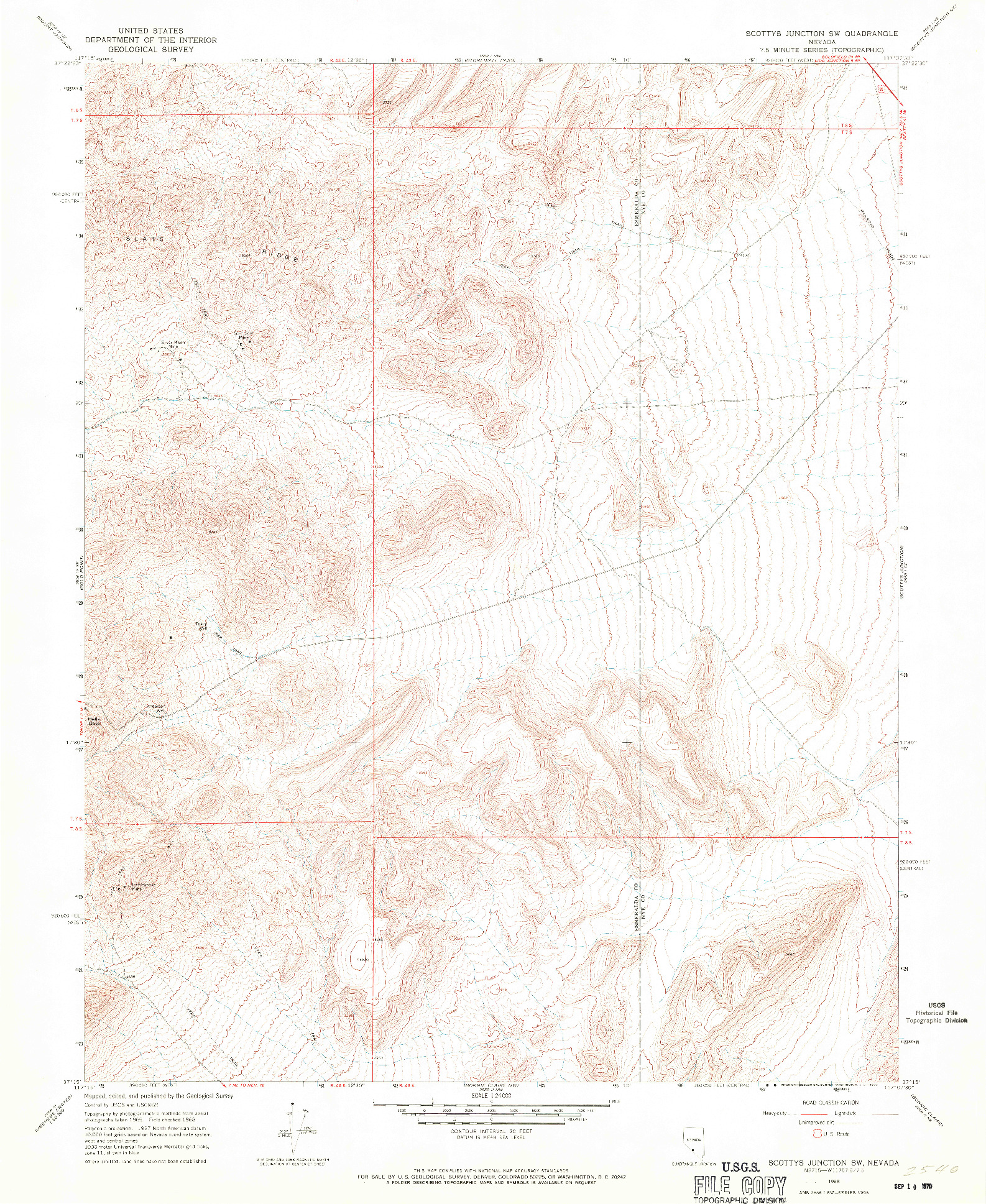 USGS 1:24000-SCALE QUADRANGLE FOR SCOTTYS JUNCTION SW, NV 1968