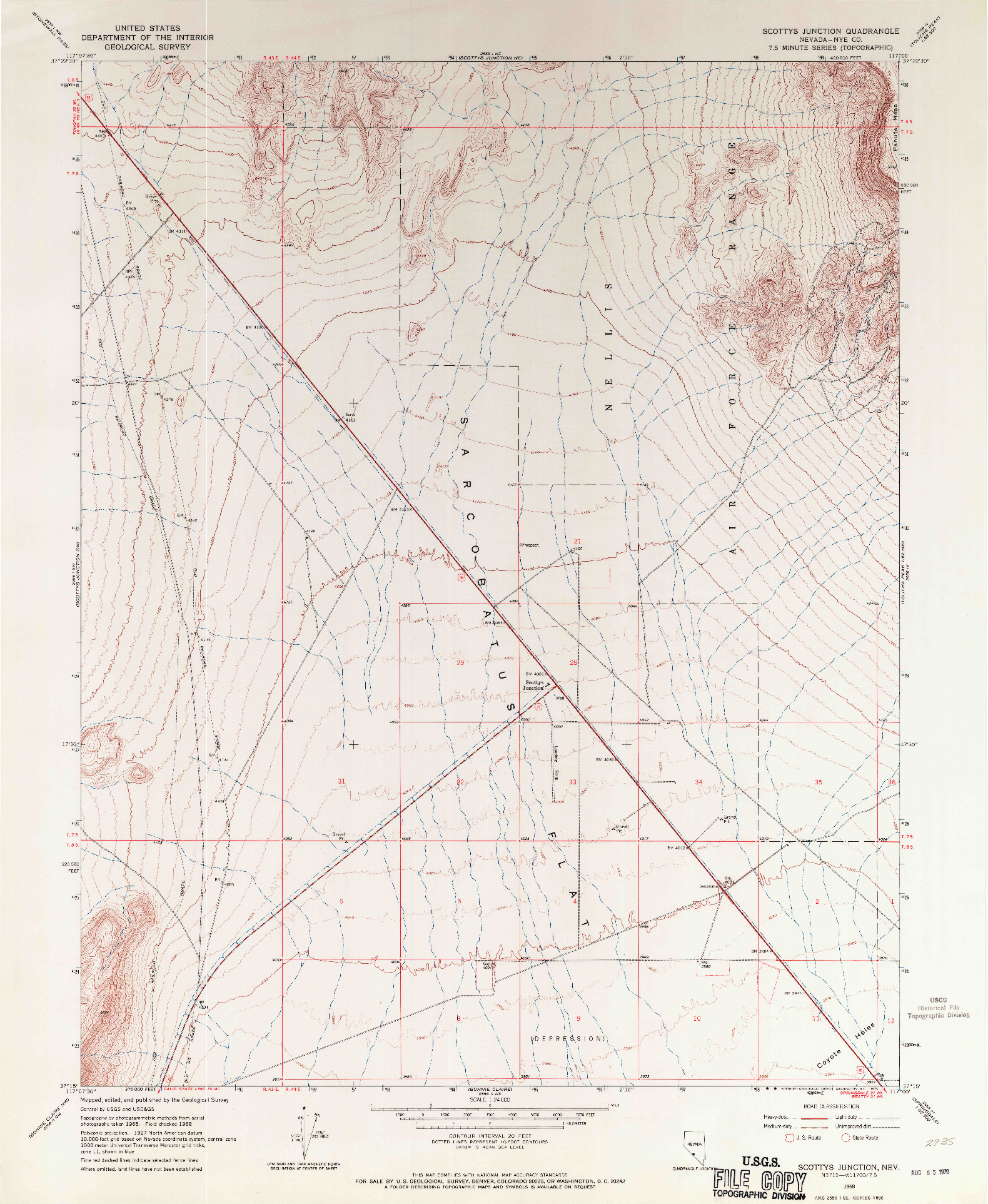 USGS 1:24000-SCALE QUADRANGLE FOR SCOTTYS JUNCTION, NV 1968