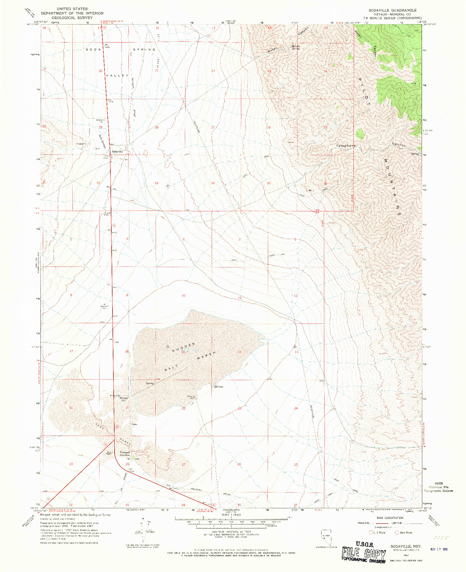 USGS 1:24000-SCALE QUADRANGLE FOR SODAVILLE, NV 1967