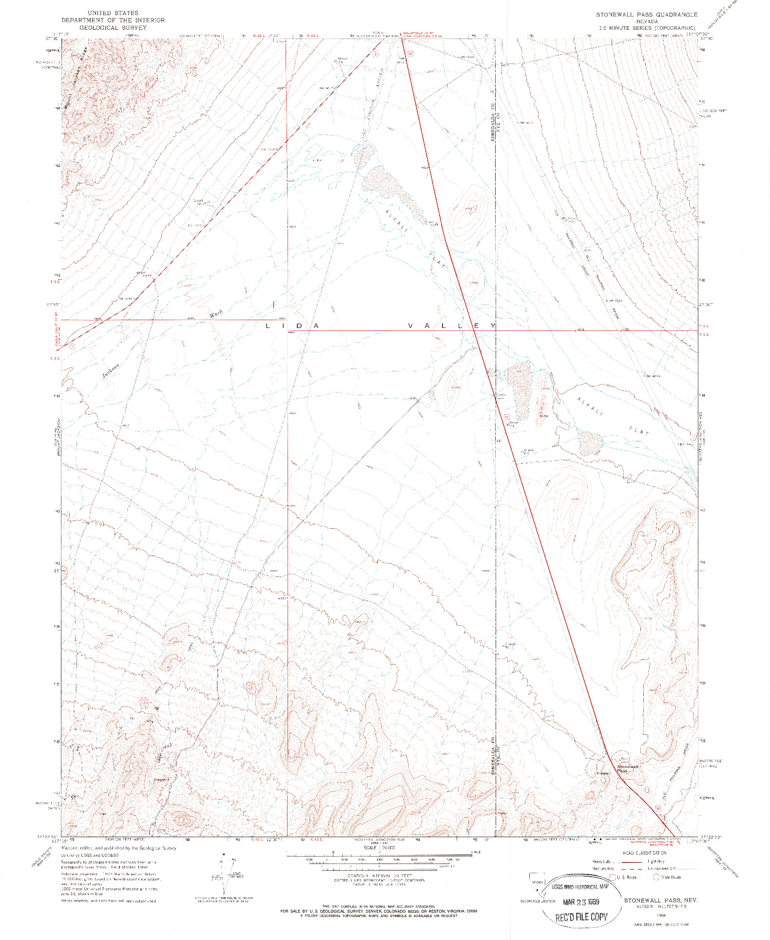 USGS 1:24000-SCALE QUADRANGLE FOR STONEWALL PASS, NV 1968