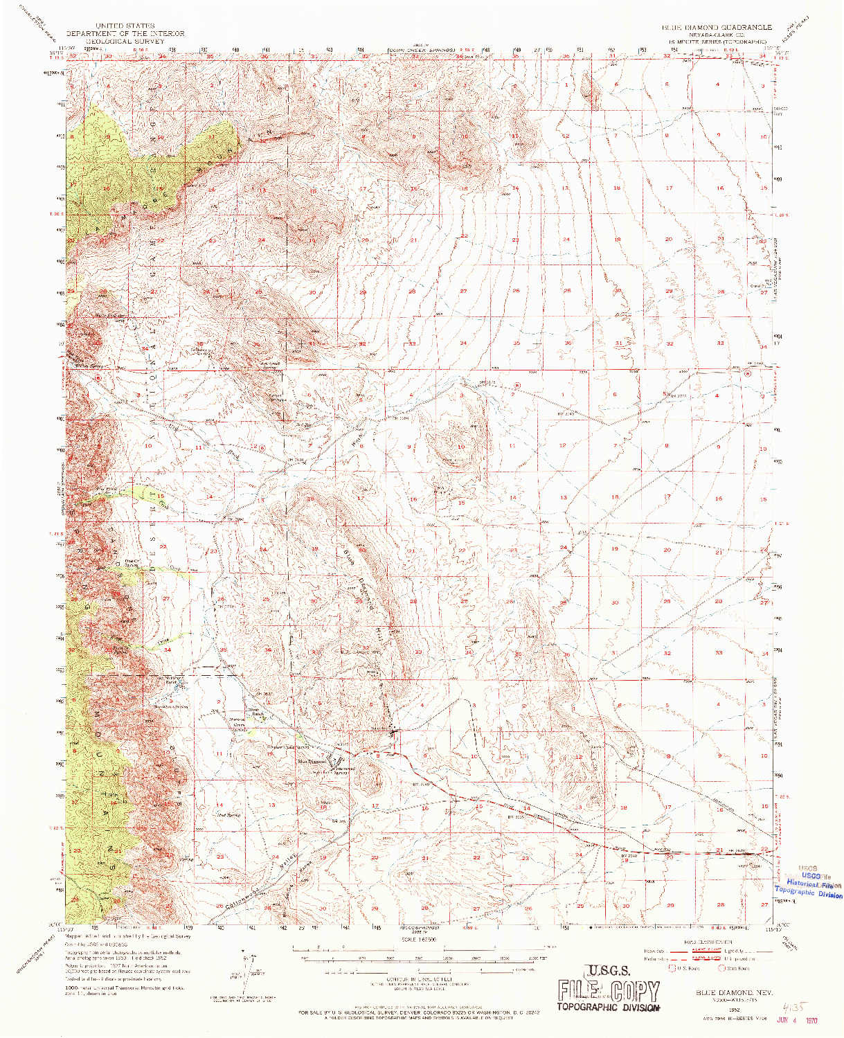 USGS 1:62500-SCALE QUADRANGLE FOR BLUE DIAMOND, NV 1952