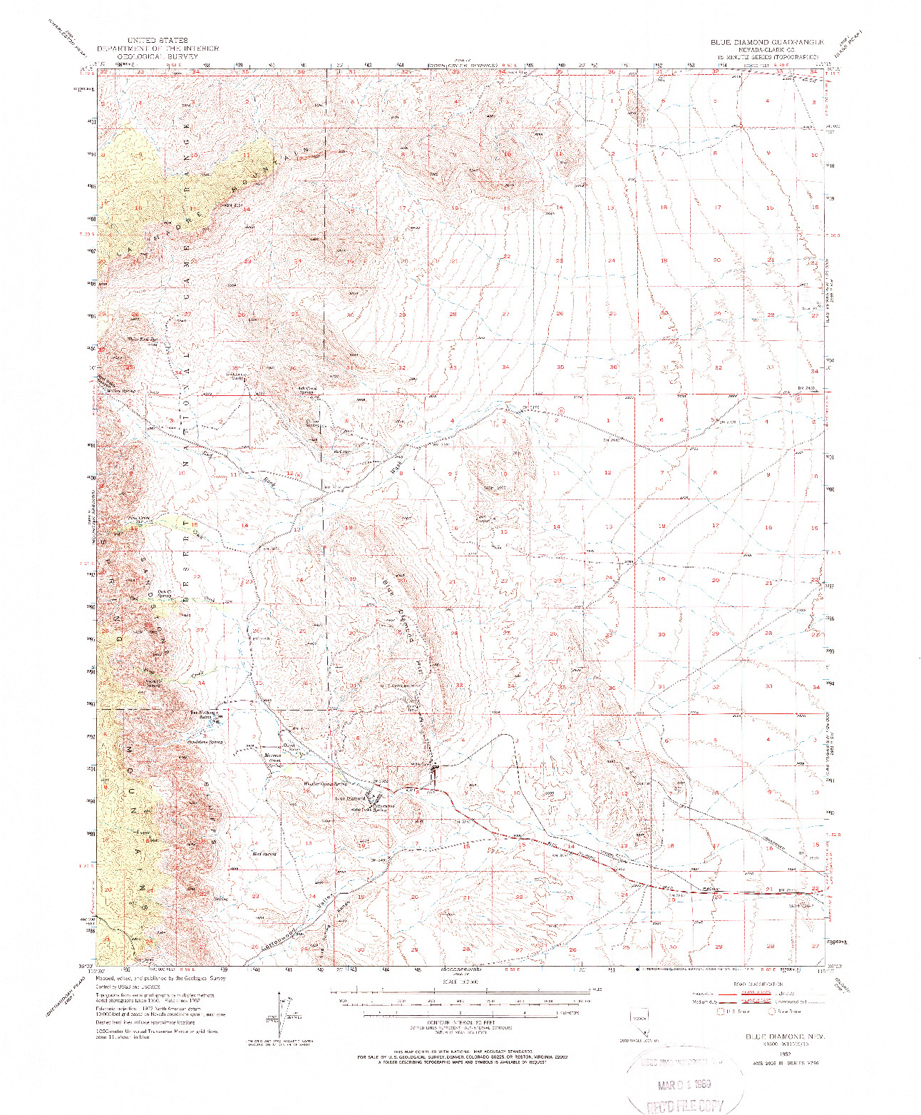 USGS 1:62500-SCALE QUADRANGLE FOR BLUE DIAMOND, NV 1952