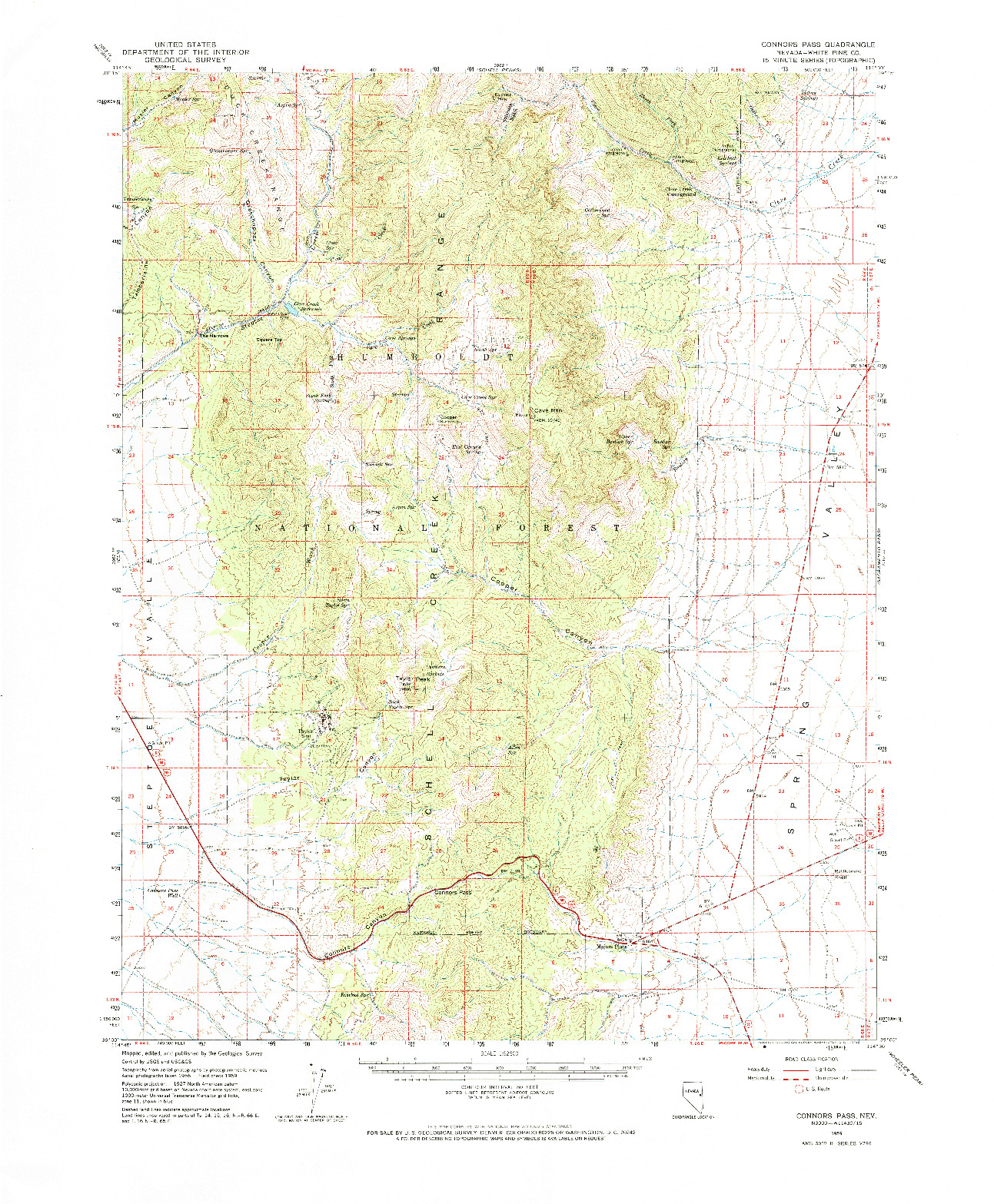 USGS 1:62500-SCALE QUADRANGLE FOR CONNORS PASS, NV 1959