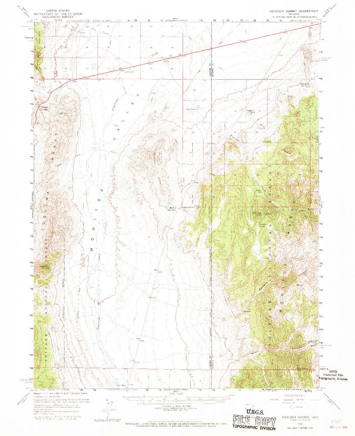 USGS 1:62500-SCALE QUADRANGLE FOR HICKISON SUMMIT, NV 1960