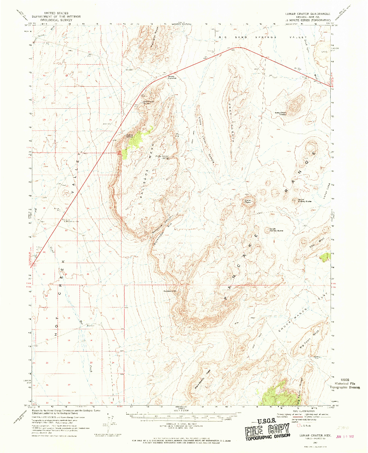 USGS 1:62500-SCALE QUADRANGLE FOR LUNAR CRATER, NV 1967