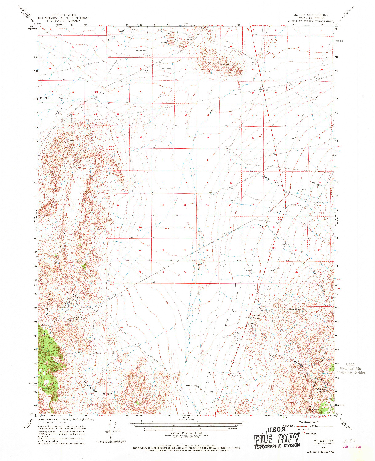 USGS 1:62500-SCALE QUADRANGLE FOR MC COY, NV 1961