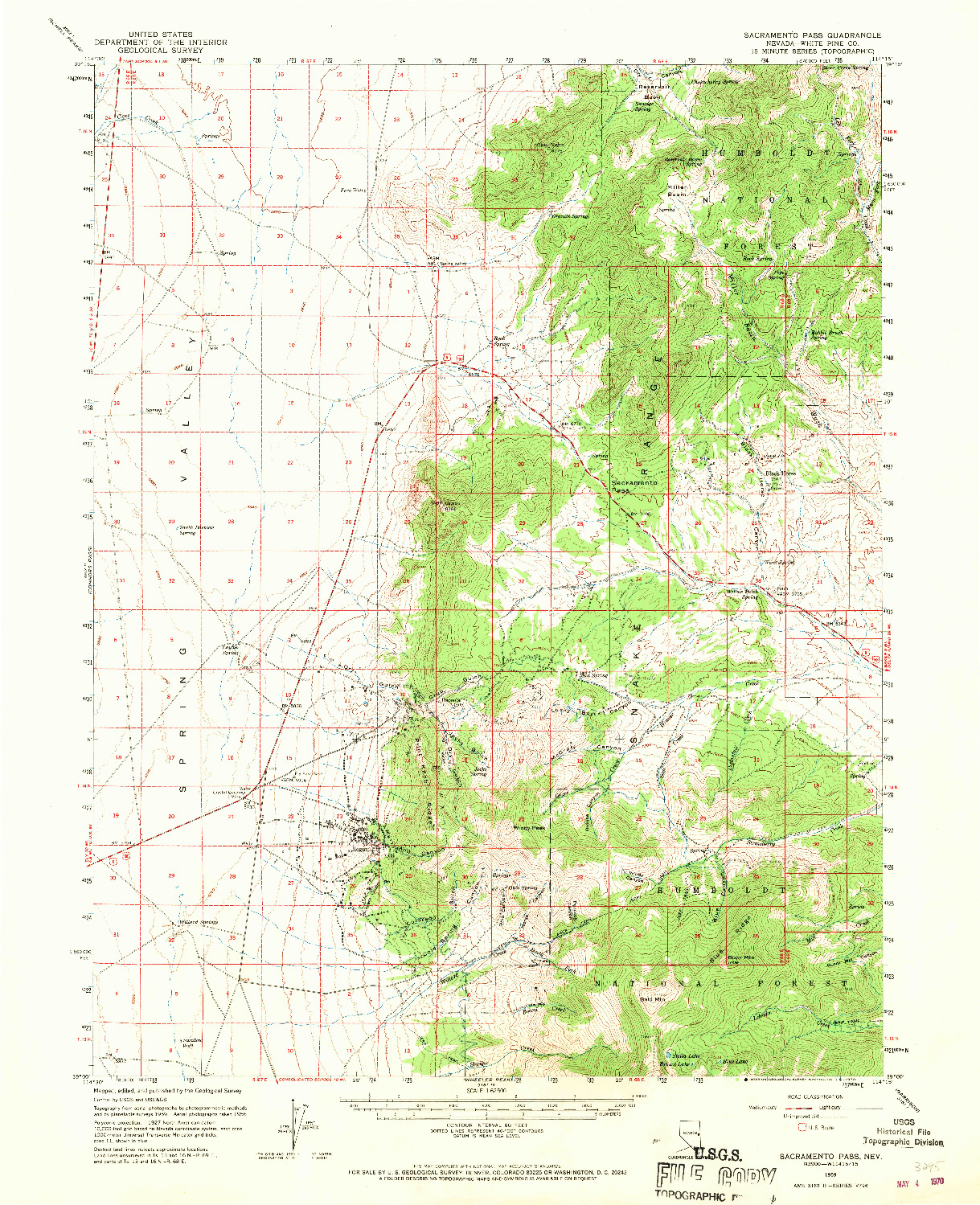 USGS 1:62500-SCALE QUADRANGLE FOR SACRAMENTO PASS, NV 1959