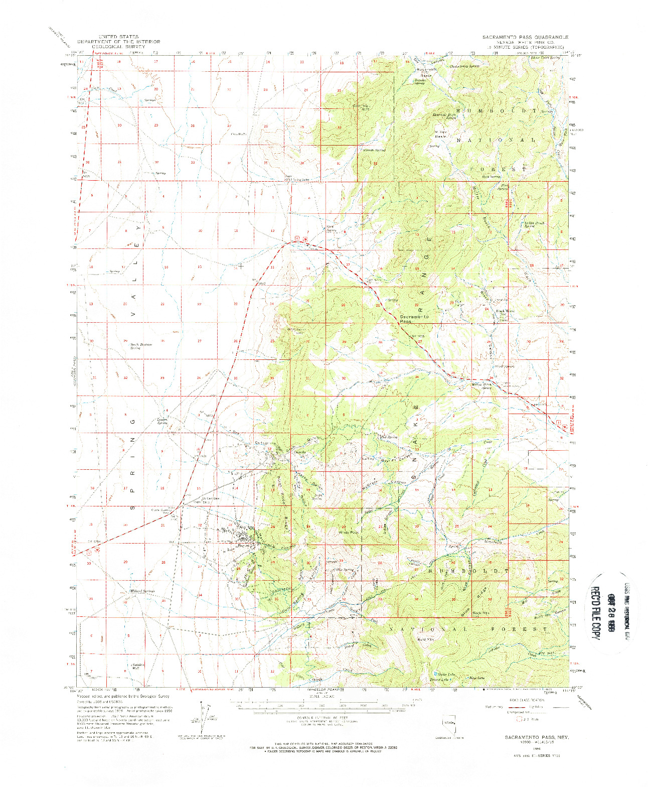 USGS 1:62500-SCALE QUADRANGLE FOR SACRAMENTO PASS, NV 1959