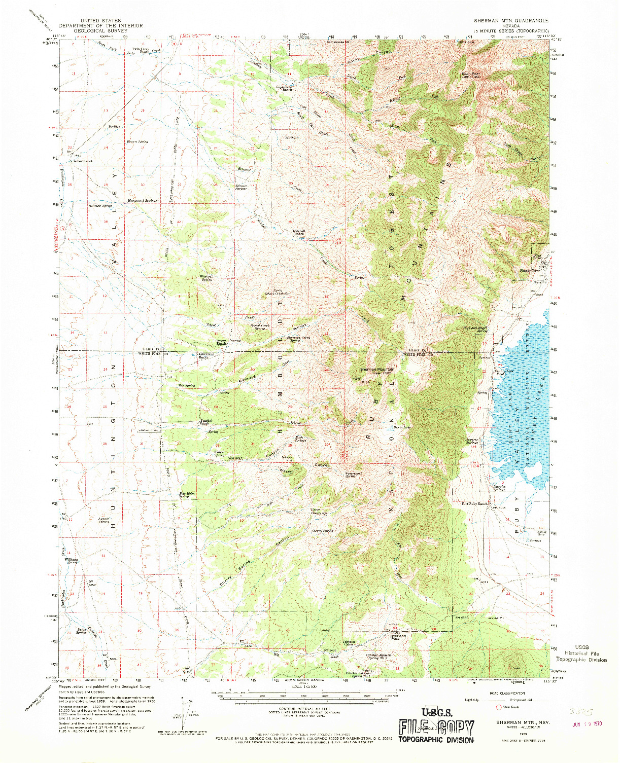 USGS 1:62500-SCALE QUADRANGLE FOR SHERMAN MTN, NV 1959