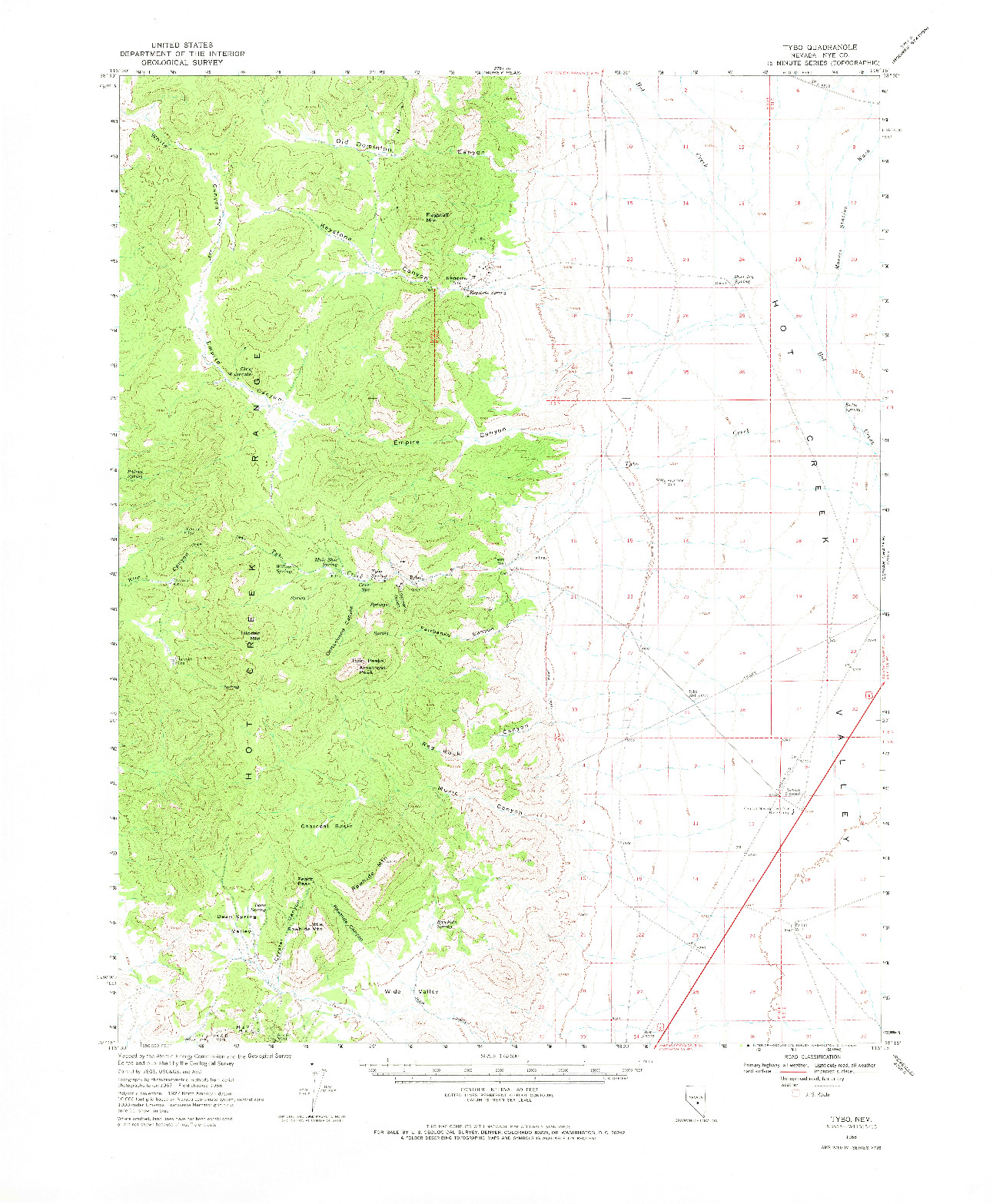 USGS 1:62500-SCALE QUADRANGLE FOR TYBO, NV 1968