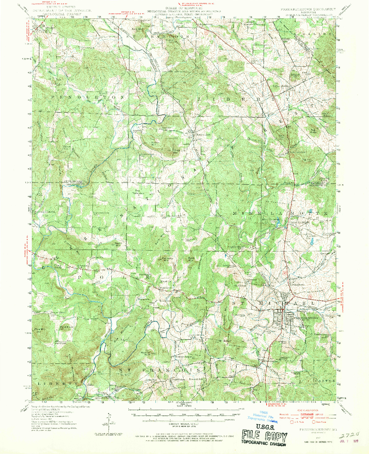 USGS 1:62500-SCALE QUADRANGLE FOR FREDERICKTOWN, MO 1947