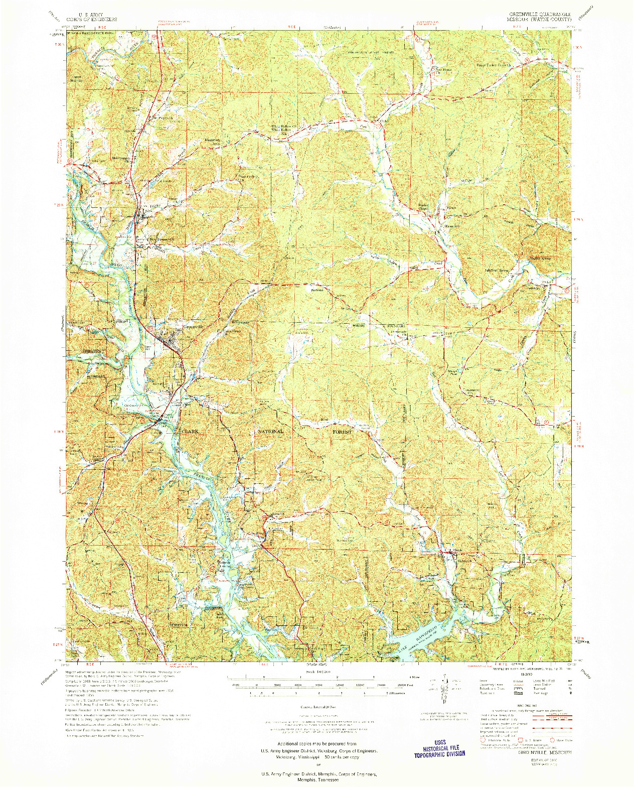 USGS 1:62500-SCALE QUADRANGLE FOR GREENVILLE, MO 1970