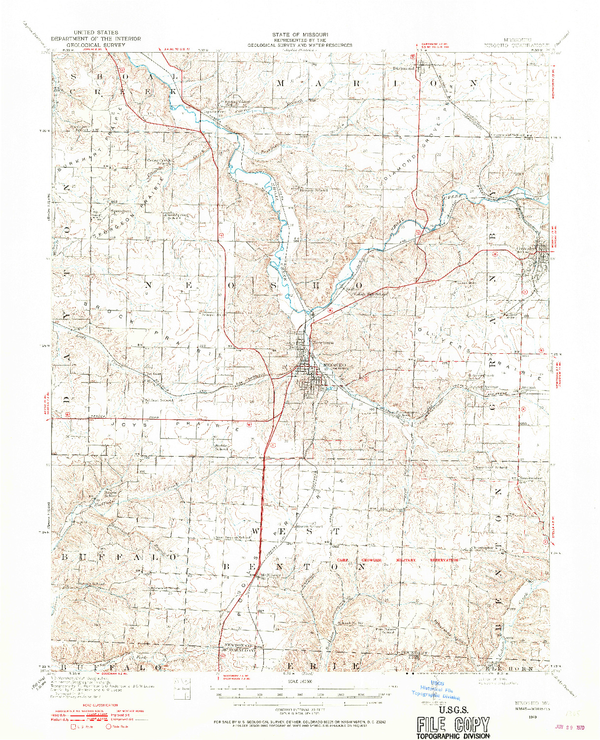 USGS 1:62500-SCALE QUADRANGLE FOR NEOSHO, MO 1916