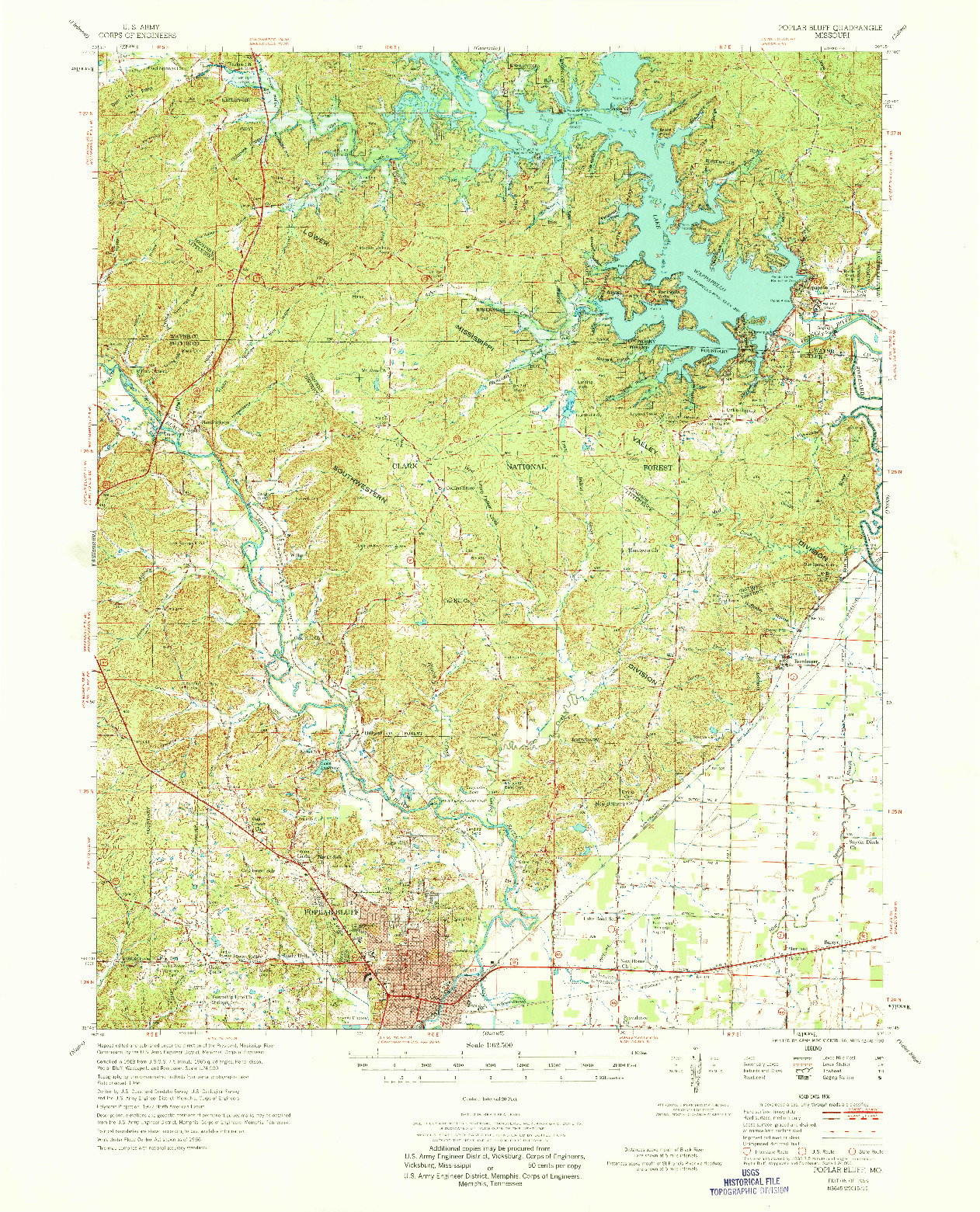 USGS 1:62500-SCALE QUADRANGLE FOR POPLAR BLUFF, MO 1968