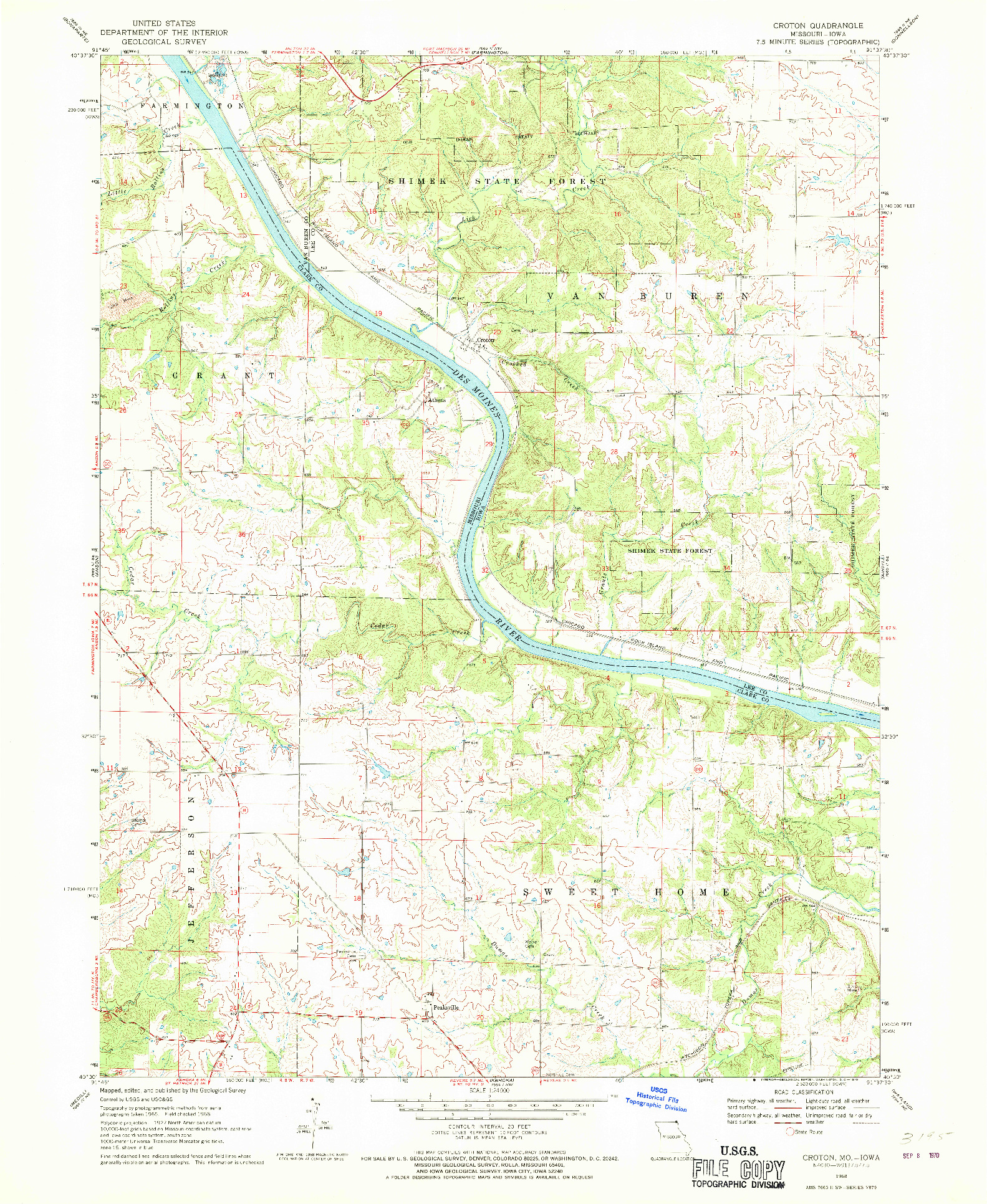 USGS 1:24000-SCALE QUADRANGLE FOR CROTON, MO 1968