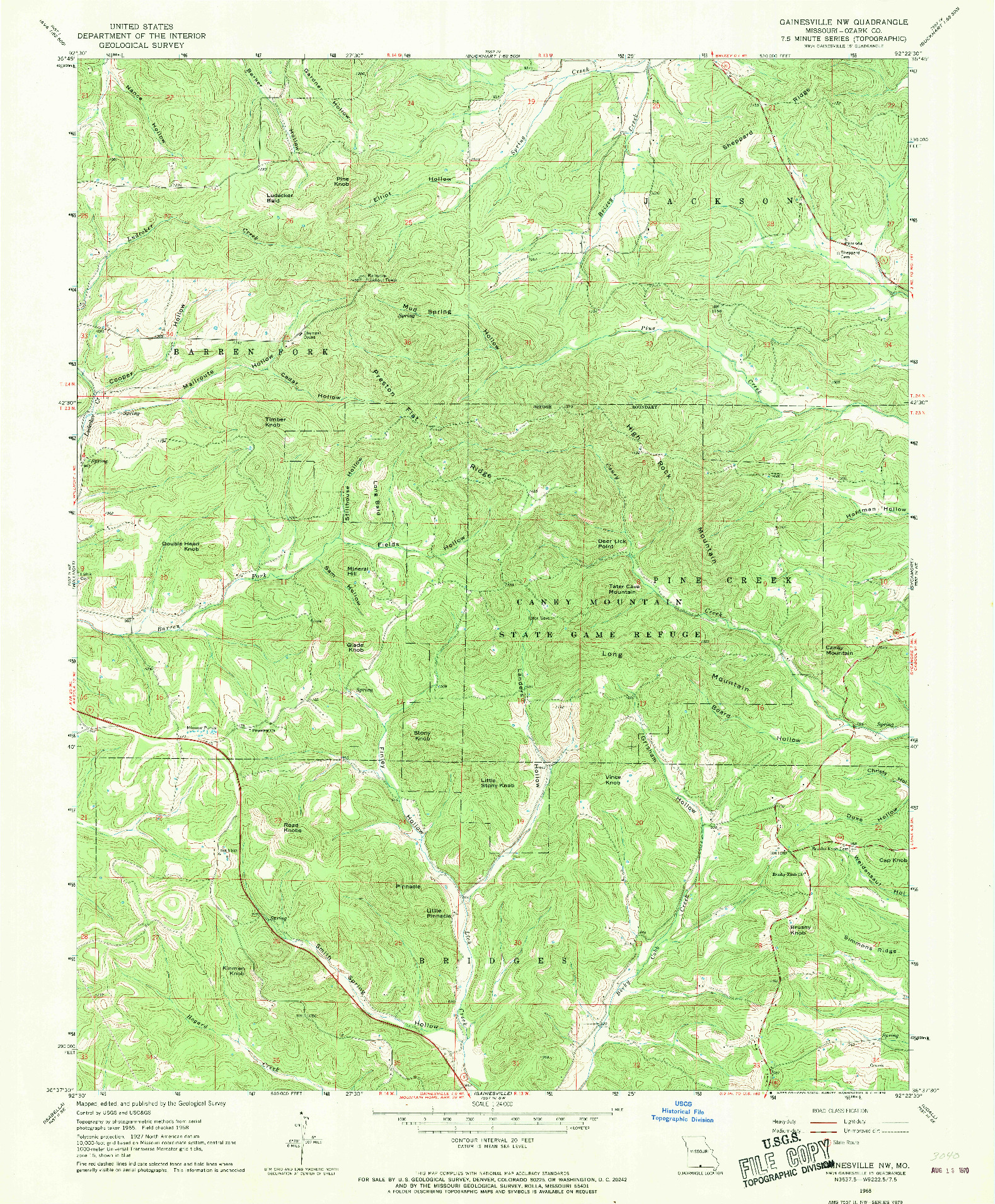 USGS 1:24000-SCALE QUADRANGLE FOR GAINESVILLE NW, MO 1968