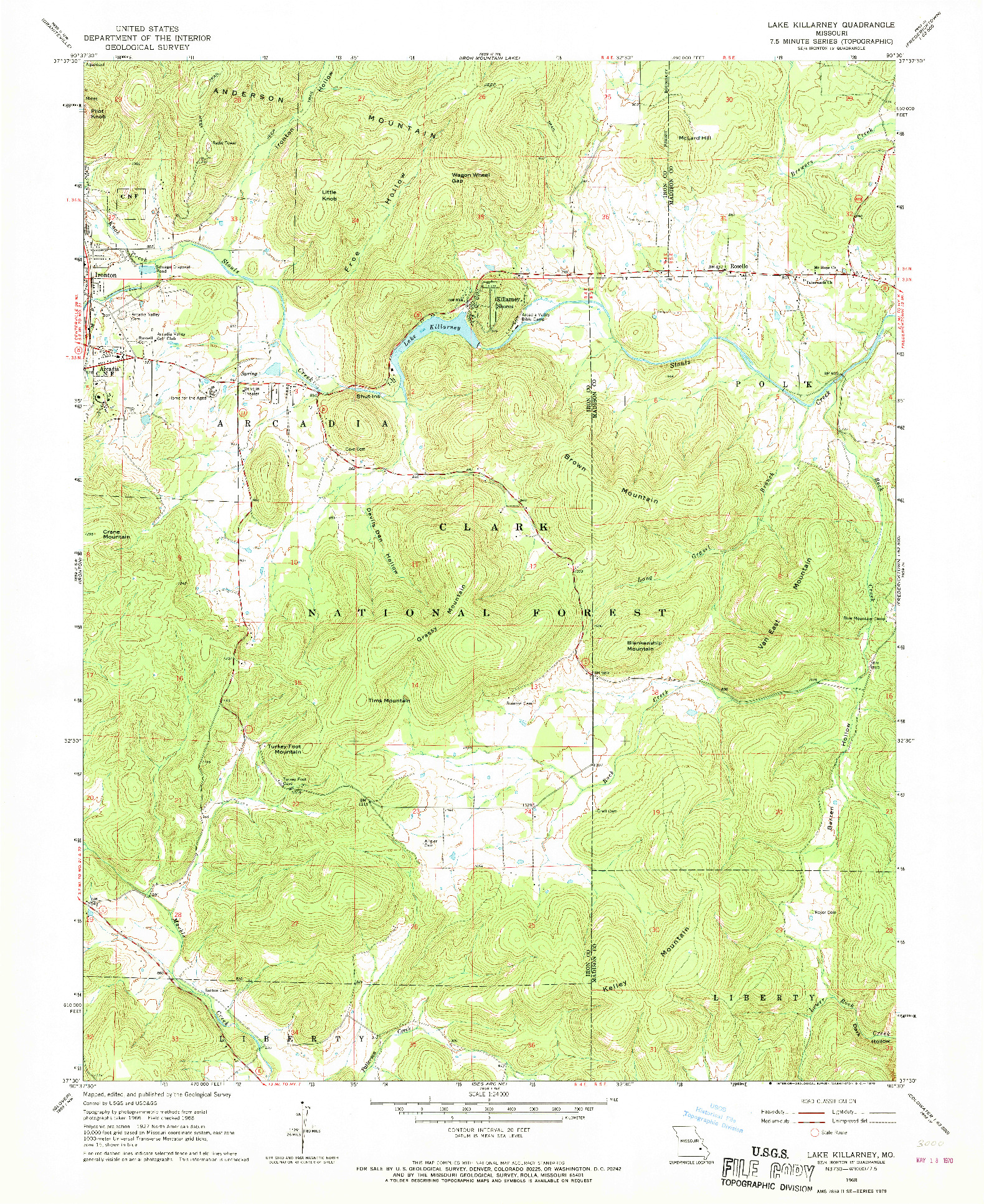 USGS 1:24000-SCALE QUADRANGLE FOR LAKE KILLARNEY, MO 1968