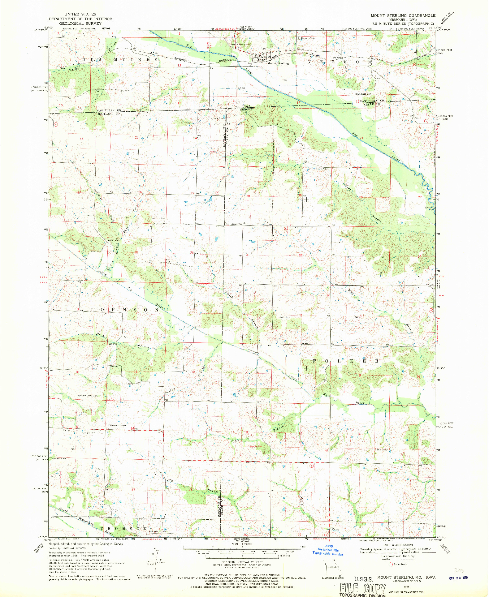 USGS 1:24000-SCALE QUADRANGLE FOR MOUNT STERLING, MO 1968