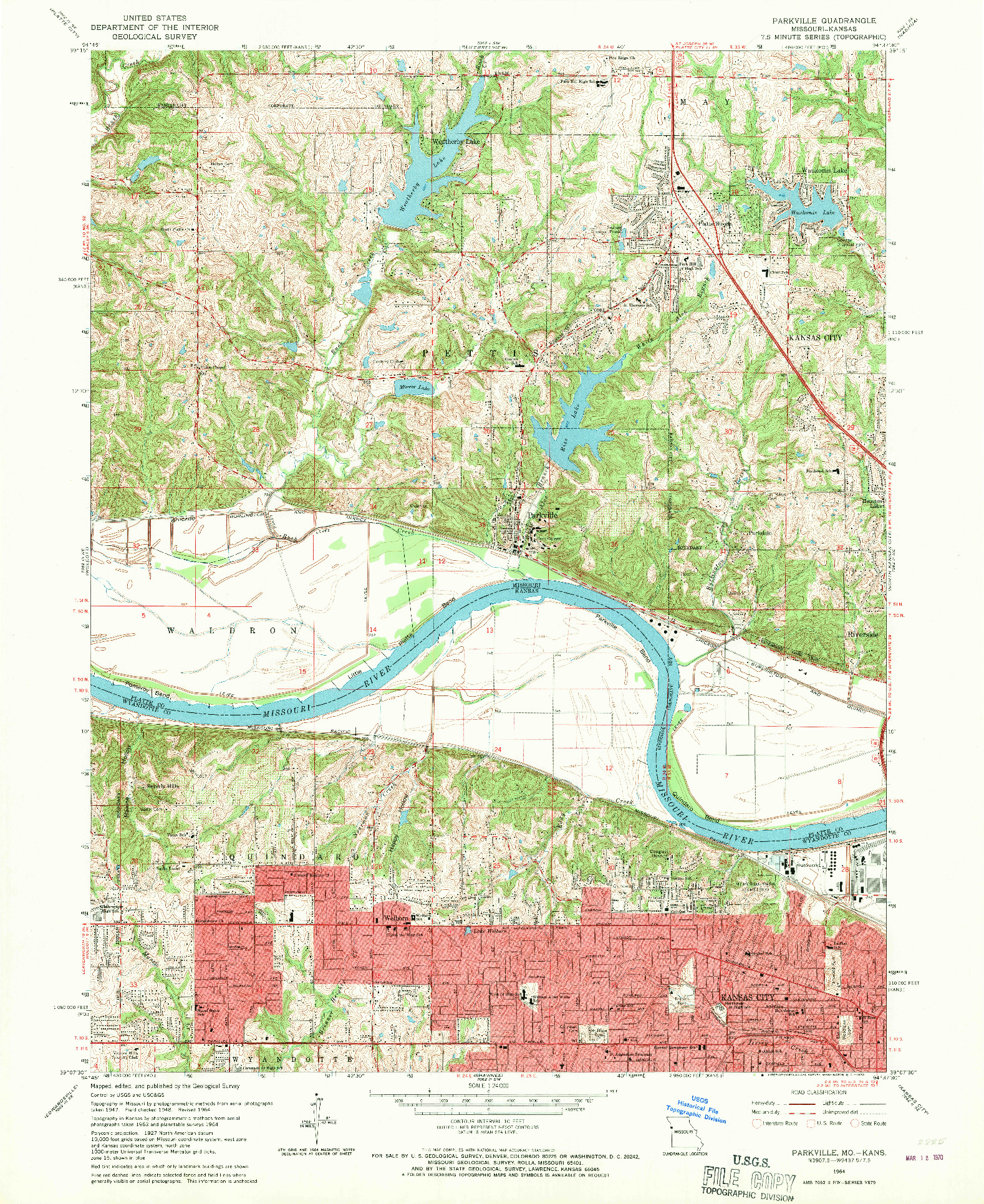 USGS 1:24000-SCALE QUADRANGLE FOR PARKVILLE, MO 1964