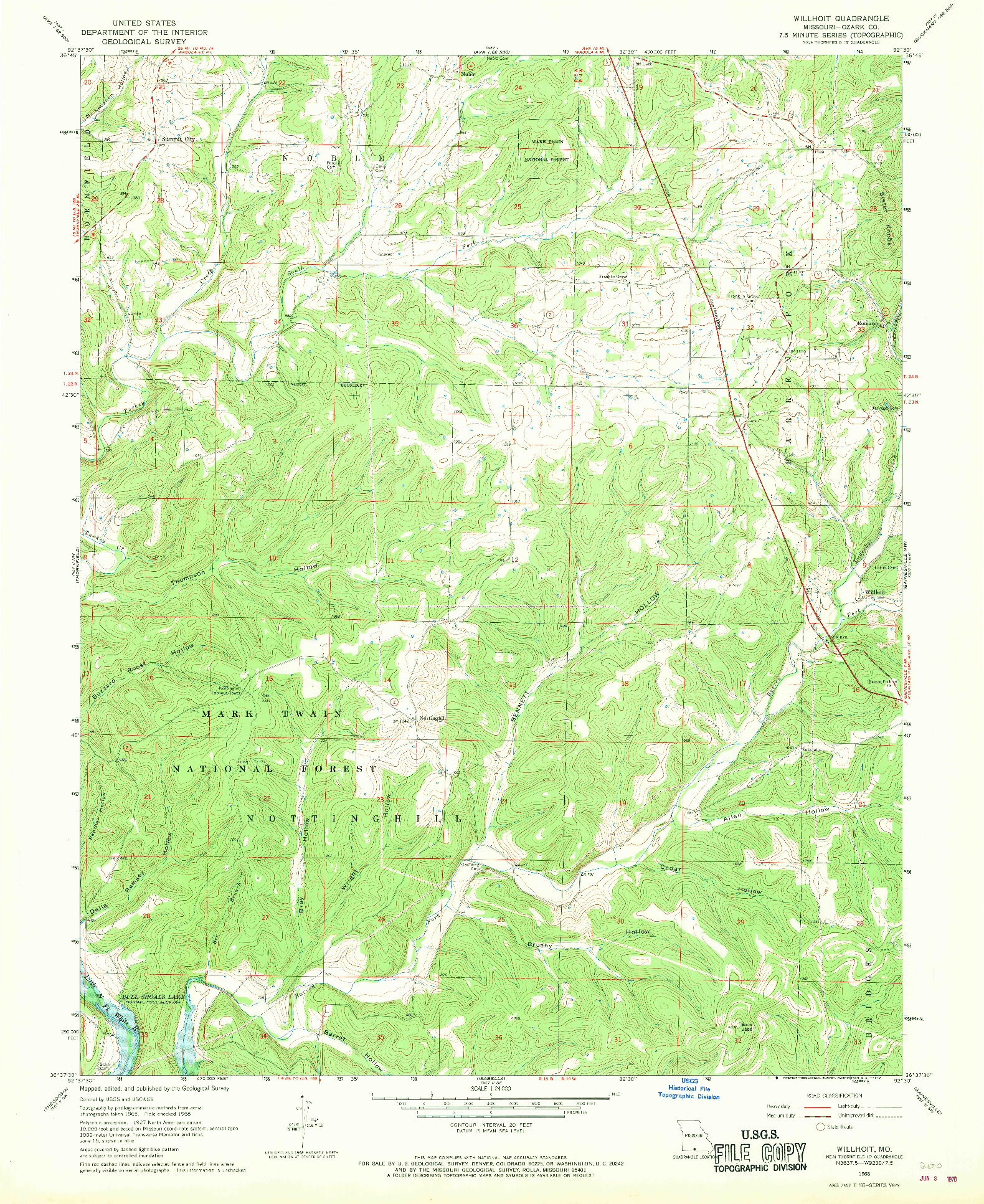 USGS 1:24000-SCALE QUADRANGLE FOR WILLHOIT, MO 1968