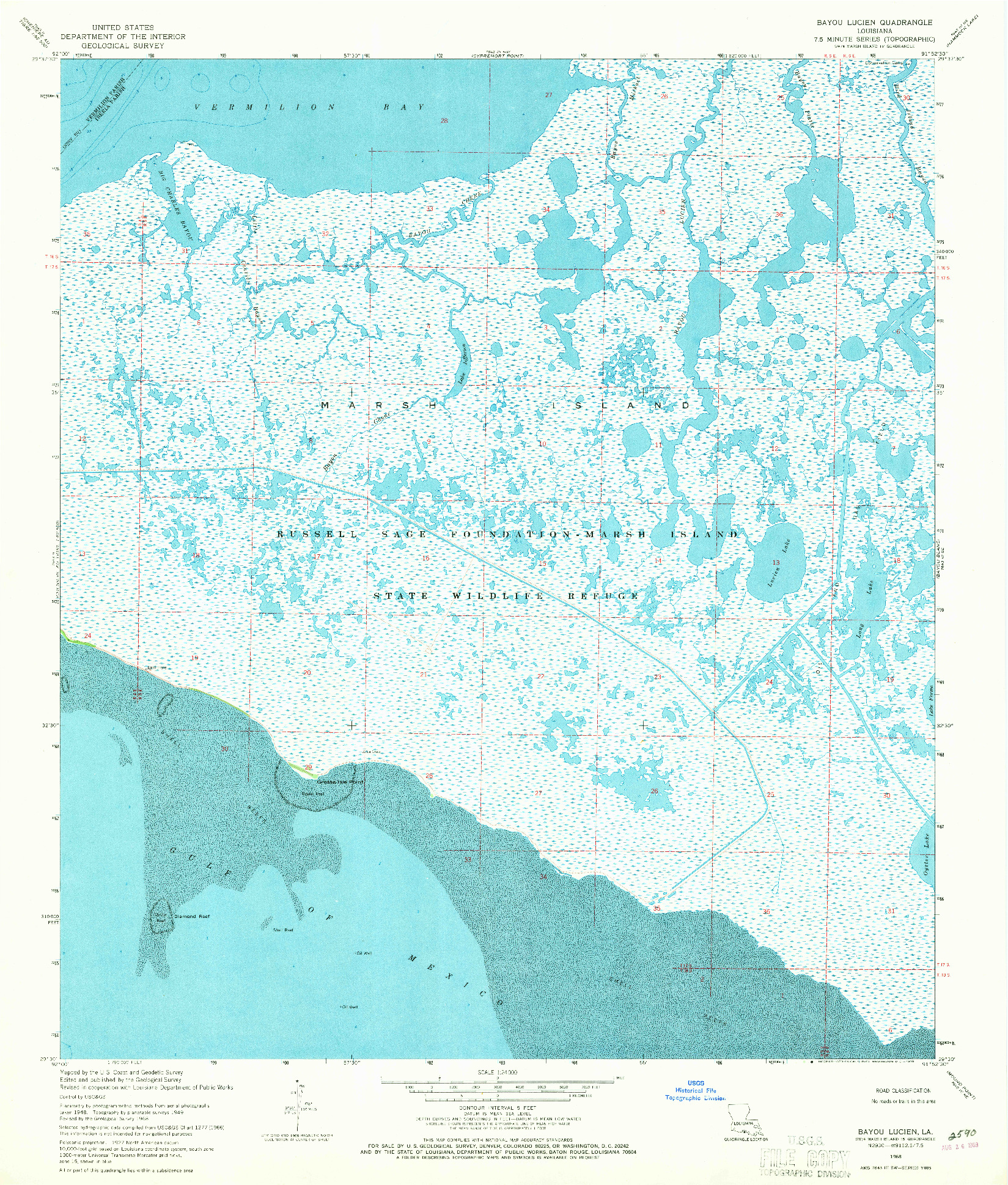 USGS 1:24000-SCALE QUADRANGLE FOR BAYOU LUCIEN, LA 1968