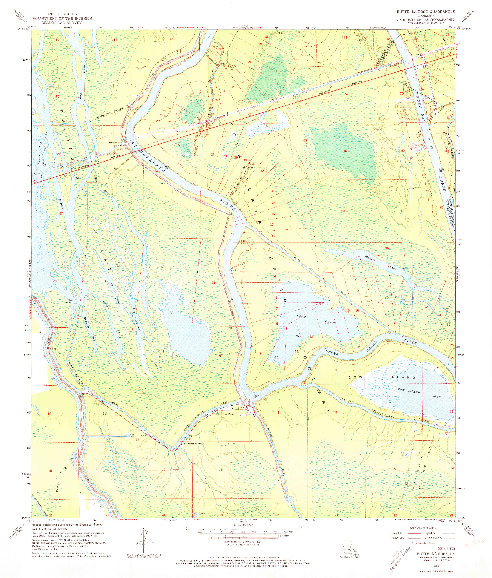 USGS 1:24000-SCALE QUADRANGLE FOR BUTTE LA ROSE, LA 1968