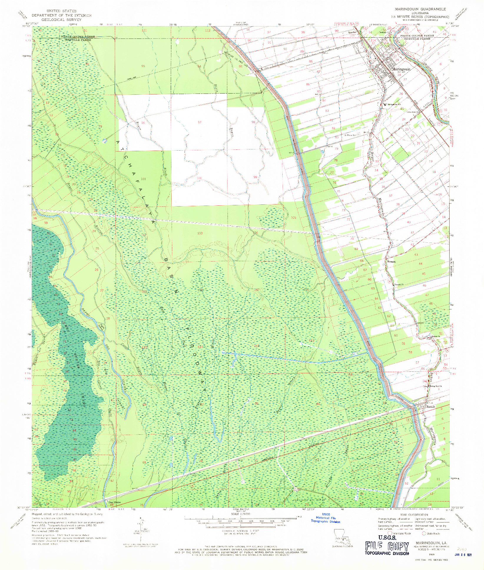 USGS 1:24000-SCALE QUADRANGLE FOR MARINGOUIN, LA 1969