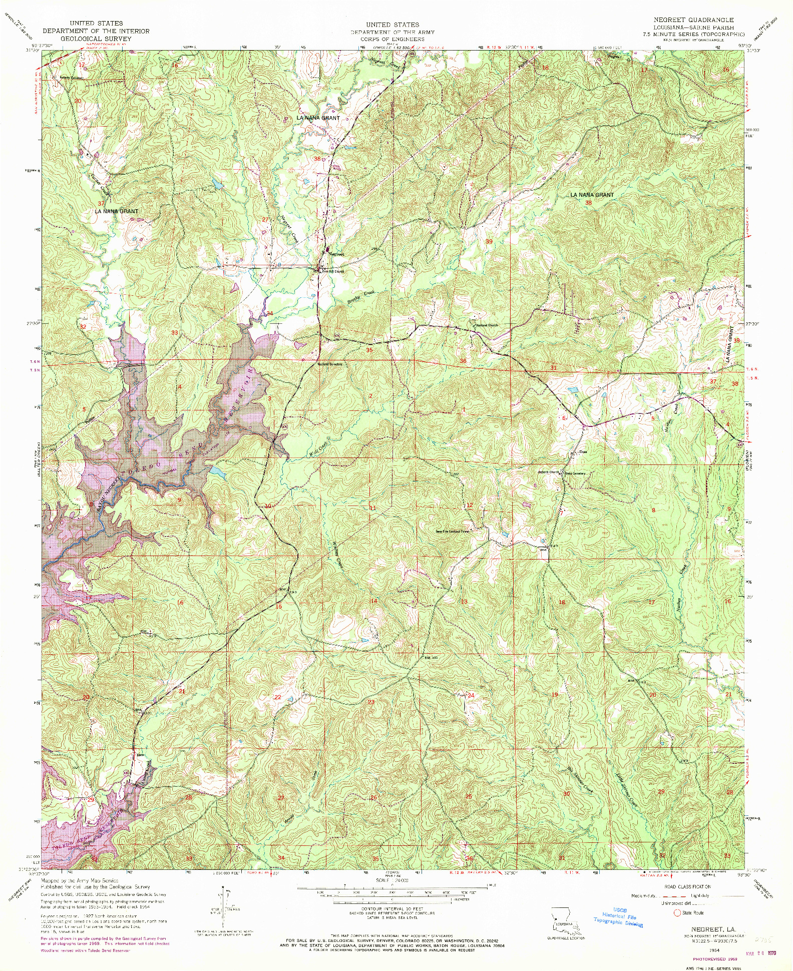 USGS 1:24000-SCALE QUADRANGLE FOR NEGREET, LA 1954