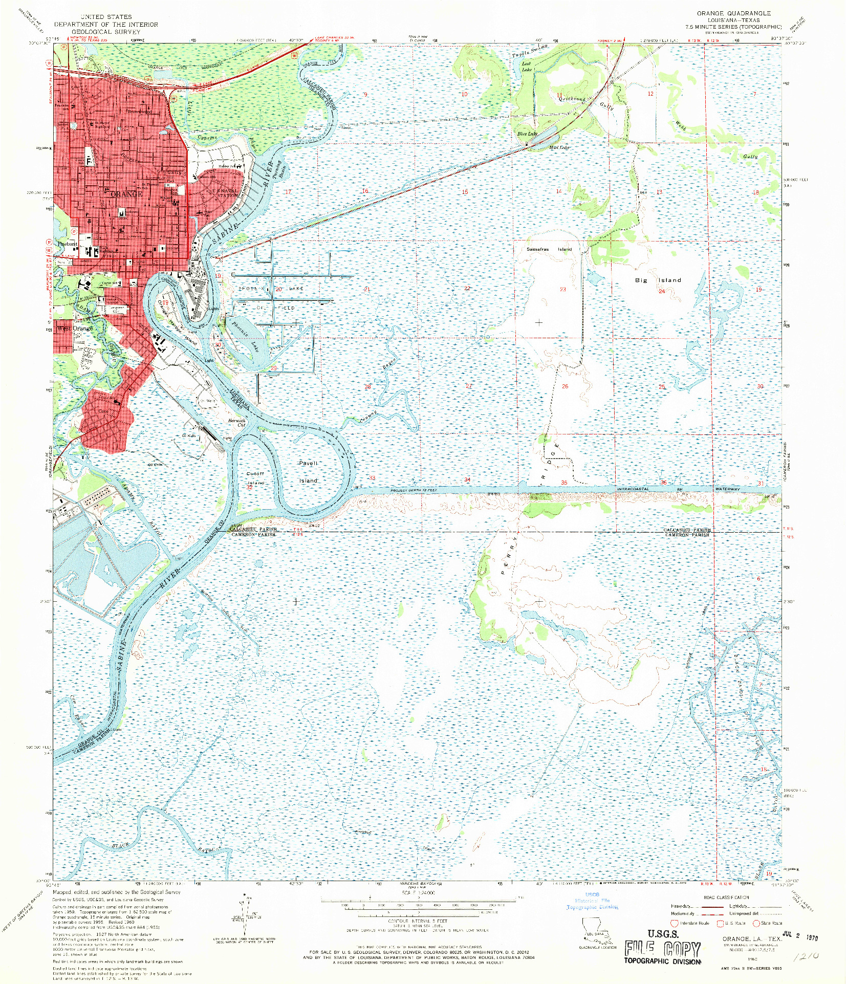 USGS 1:24000-SCALE QUADRANGLE FOR ORANGE, LA 1960