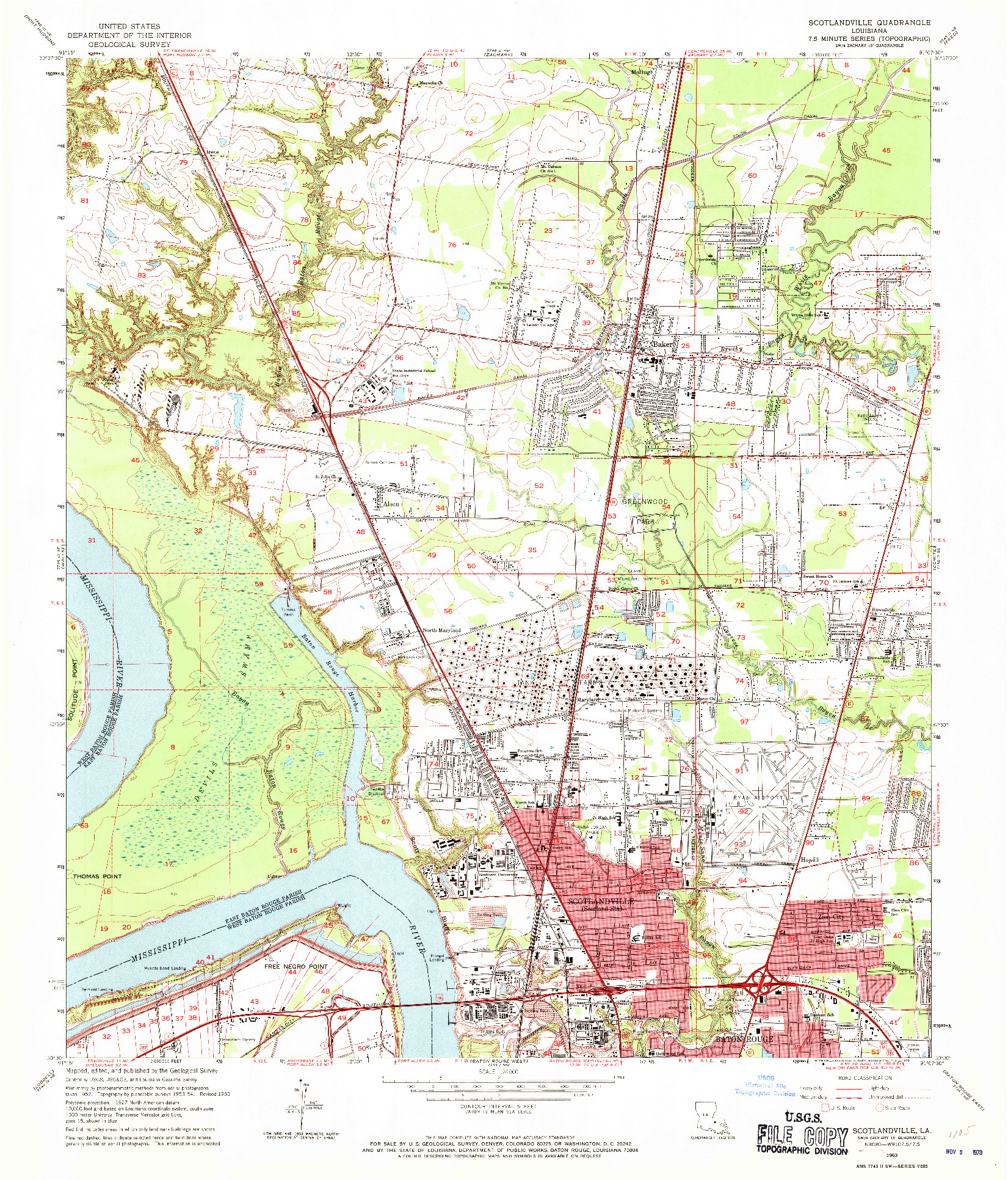 USGS 1:24000-SCALE QUADRANGLE FOR SCOTLANDVILLE, LA 1963