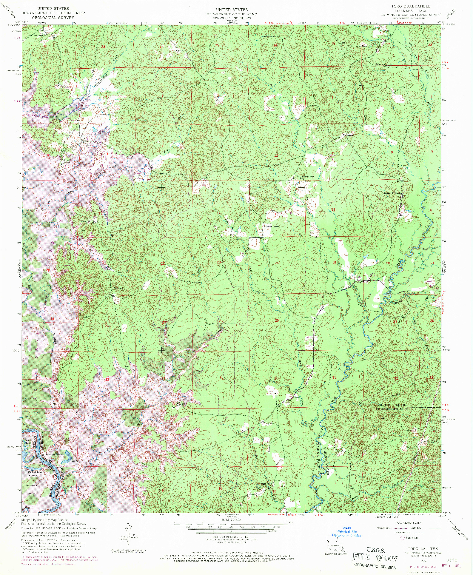 USGS 1:24000-SCALE QUADRANGLE FOR TORO, LA 1954