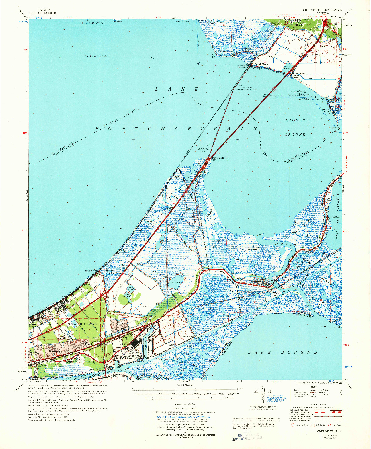 USGS 1:62500-SCALE QUADRANGLE FOR CHEF MENTEUR, LA 1969