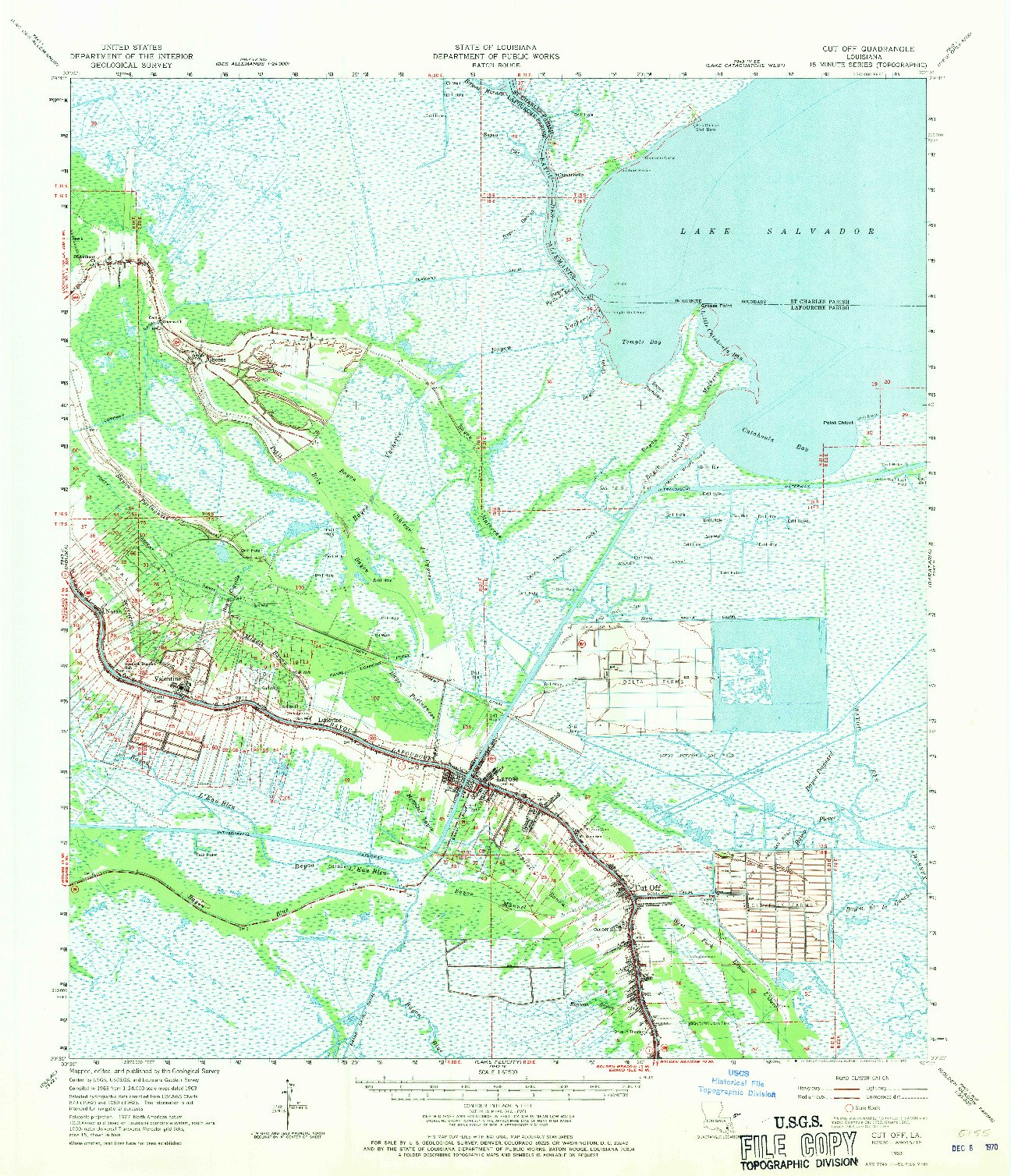 USGS 1:62500-SCALE QUADRANGLE FOR CUT OFF, LA 1963