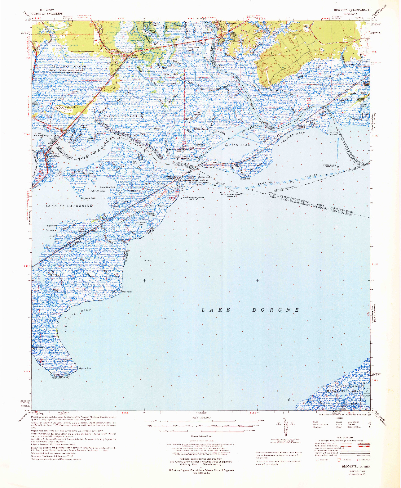 USGS 1:62500-SCALE QUADRANGLE FOR RIGOLETS, LA 1969