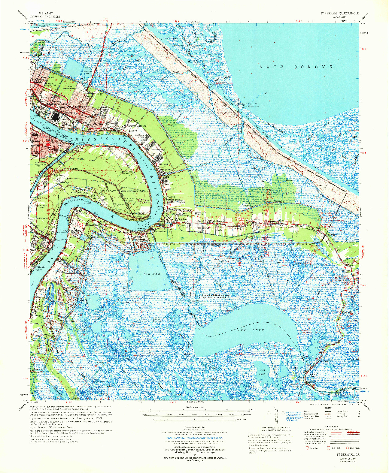 USGS 1:62500-SCALE QUADRANGLE FOR ST. BERNARD, LA 1969