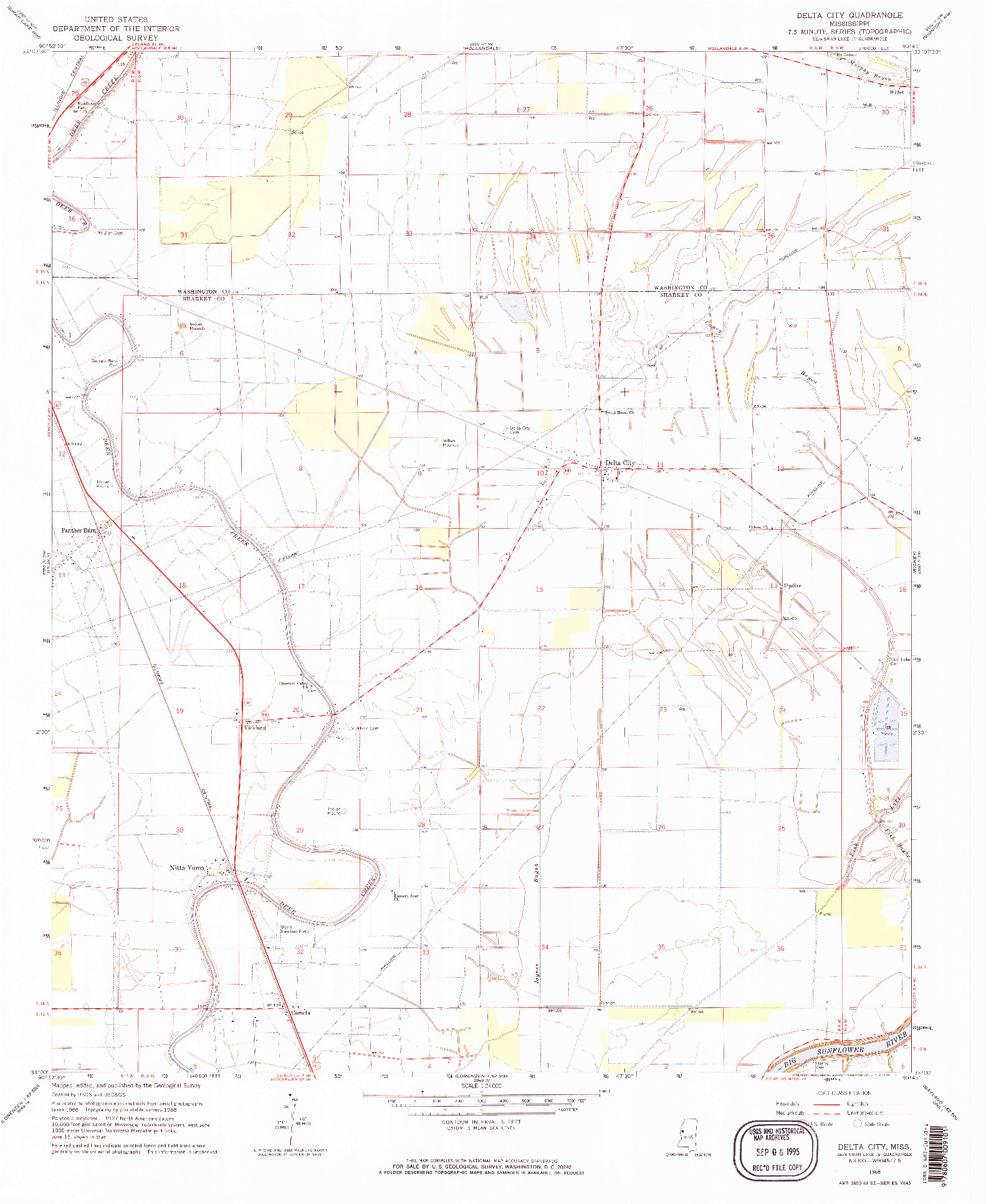 USGS 1:24000-SCALE QUADRANGLE FOR DELTA CITY, MS 1968