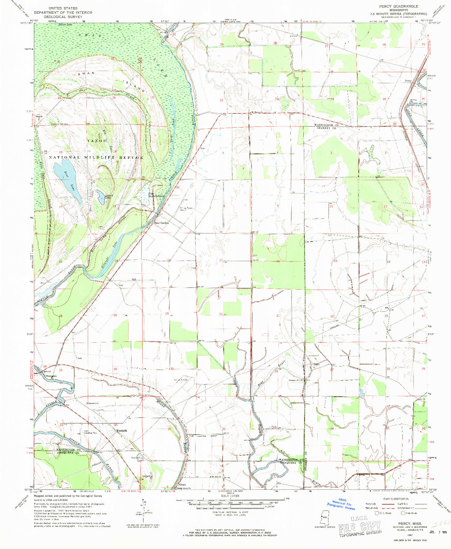 USGS 1:24000-SCALE QUADRANGLE FOR PERCY, MS 1967