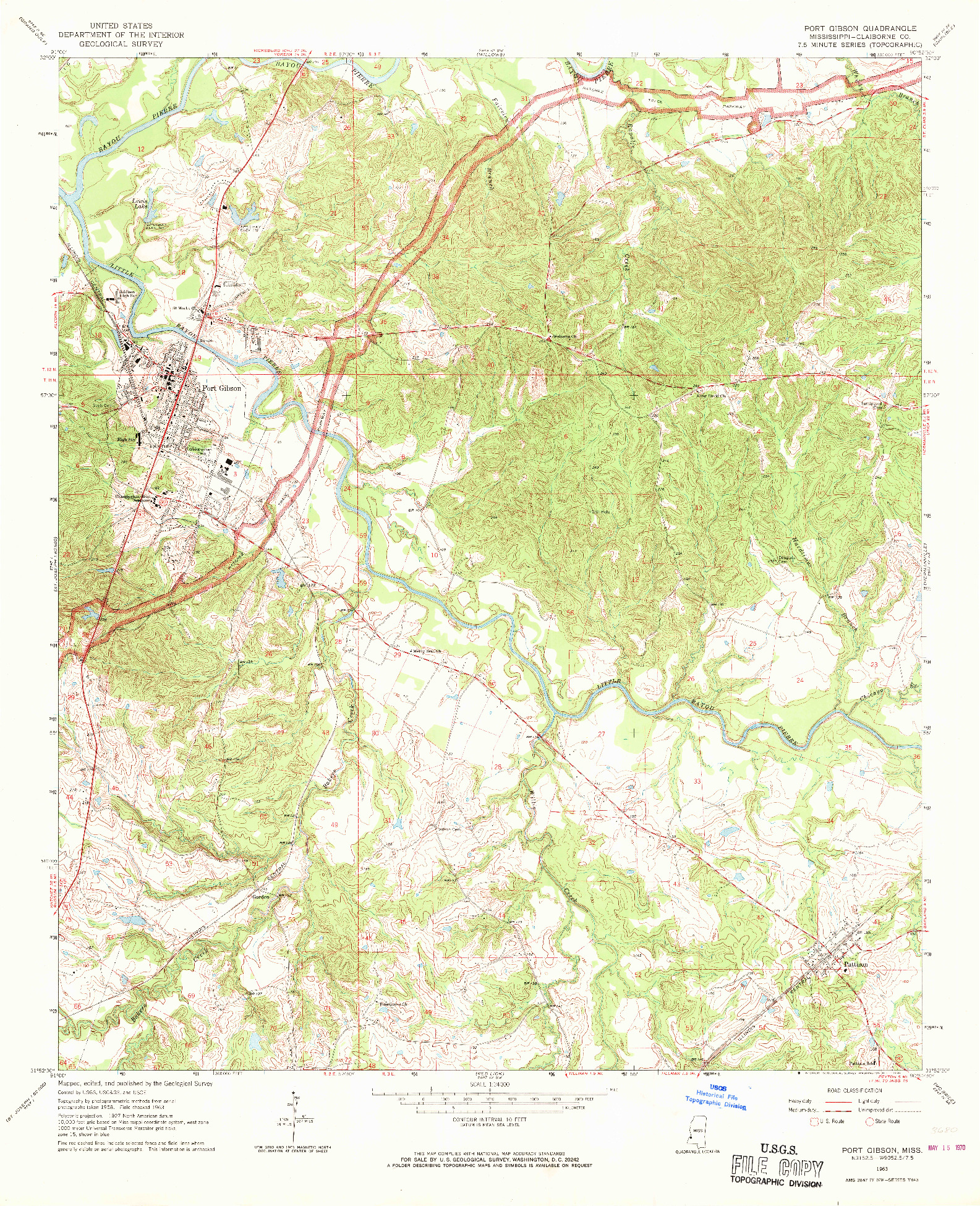 USGS 1:24000-SCALE QUADRANGLE FOR PORT GIBSON, MS 1963