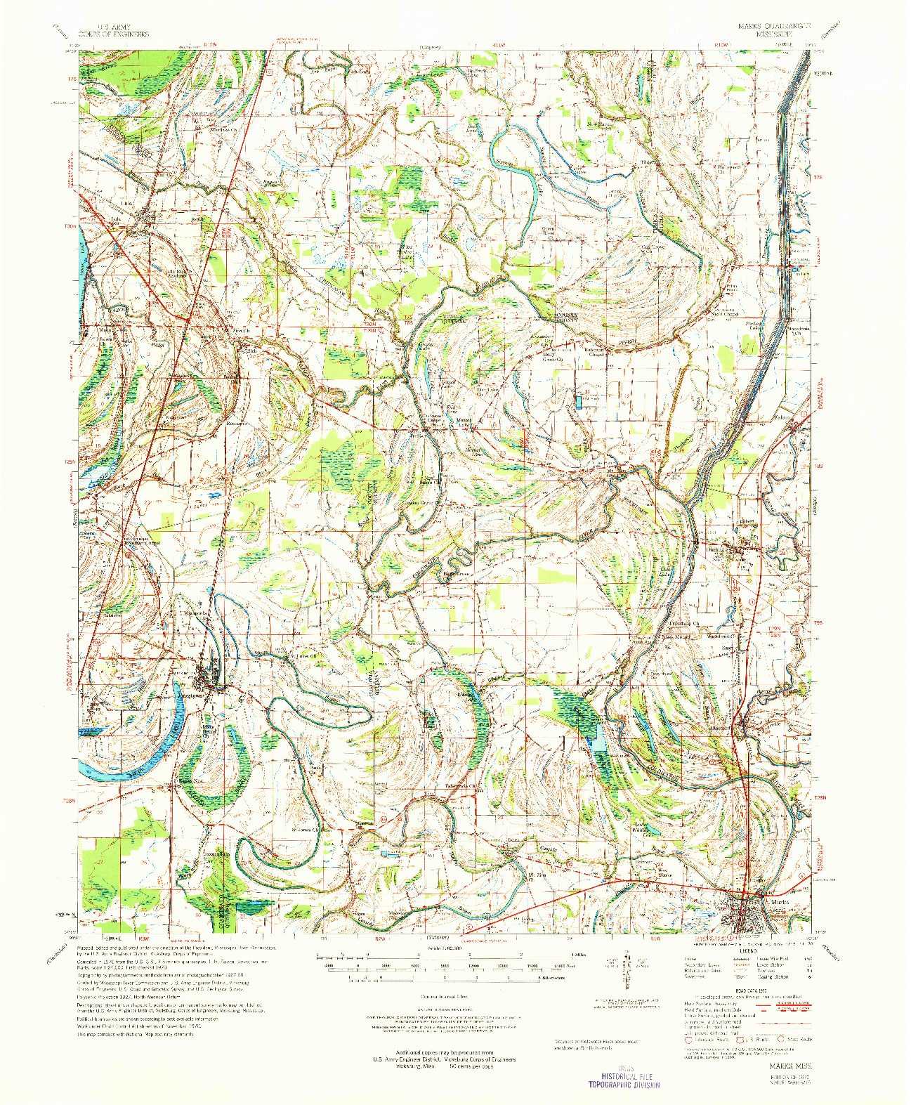 USGS 1:62500-SCALE QUADRANGLE FOR MARKS, MS 1970