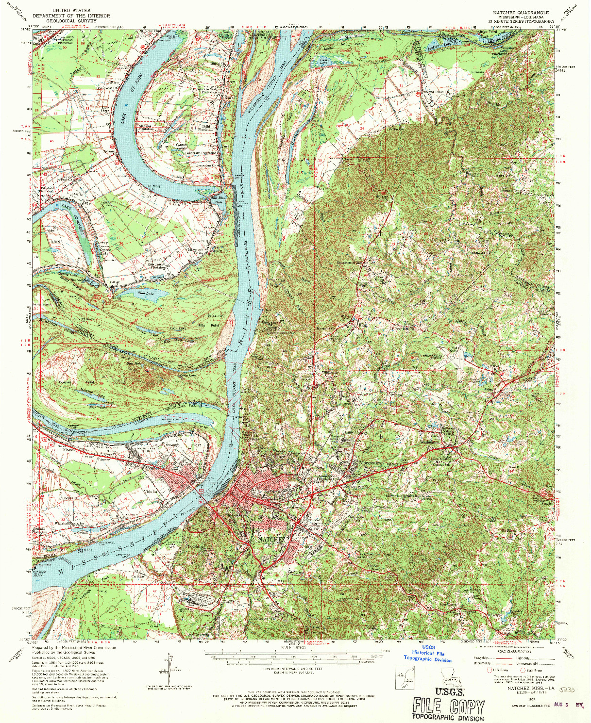 USGS 1:62500-SCALE QUADRANGLE FOR NATCHEZ, MS 1965