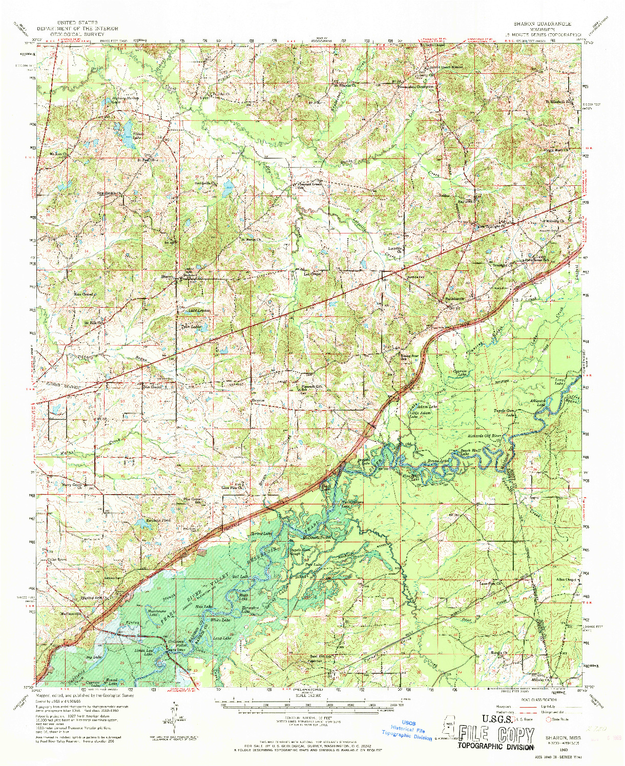 USGS 1:62500-SCALE QUADRANGLE FOR SHARON, MS 1960