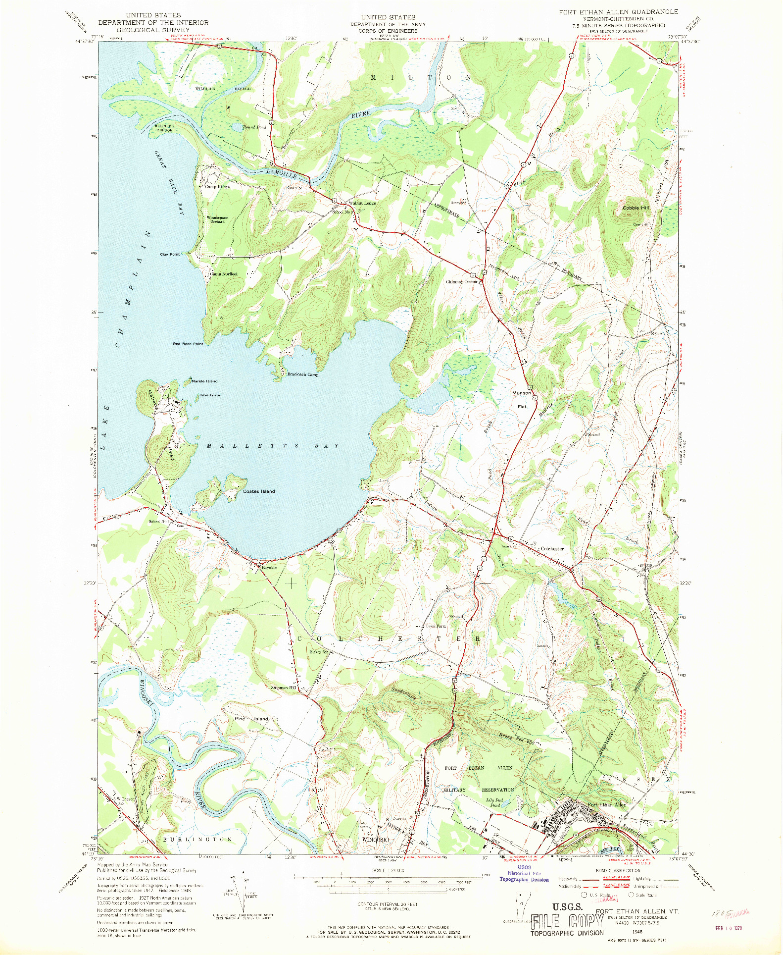 USGS 1:24000-SCALE QUADRANGLE FOR FORT ETHAN ALLEN, VT 1948