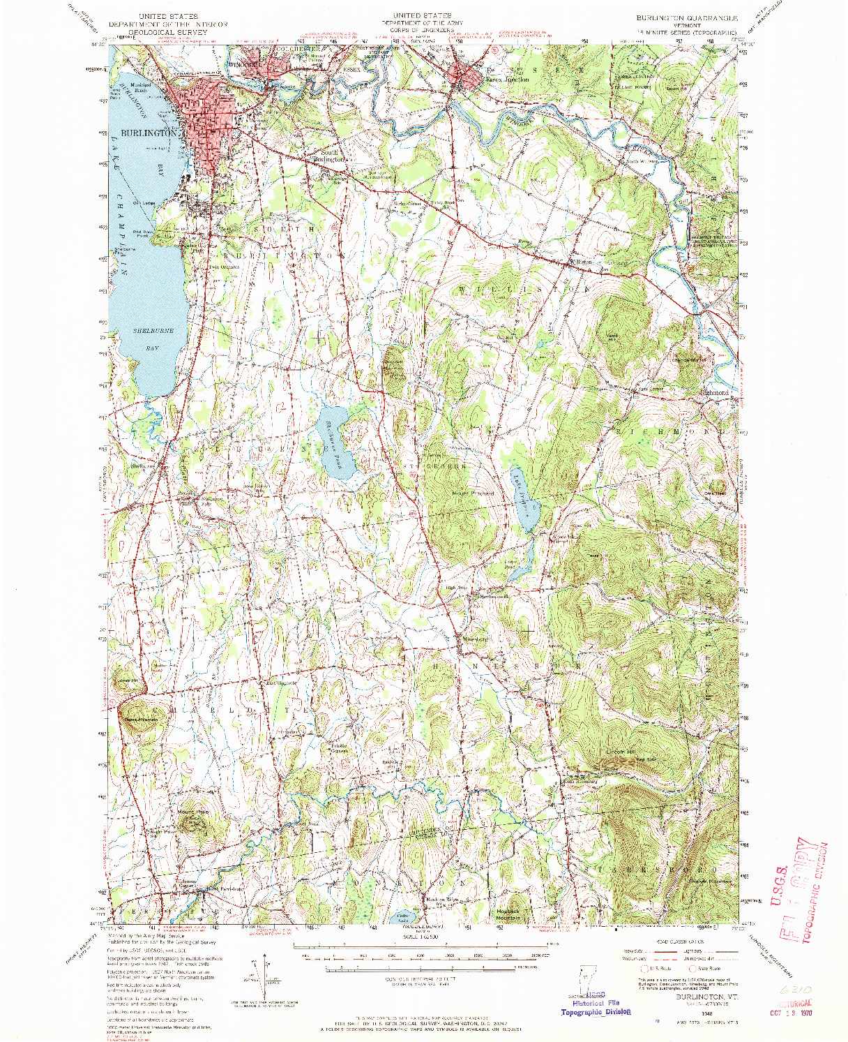 USGS 1:62500-SCALE QUADRANGLE FOR BURLINGTON, VT 1948