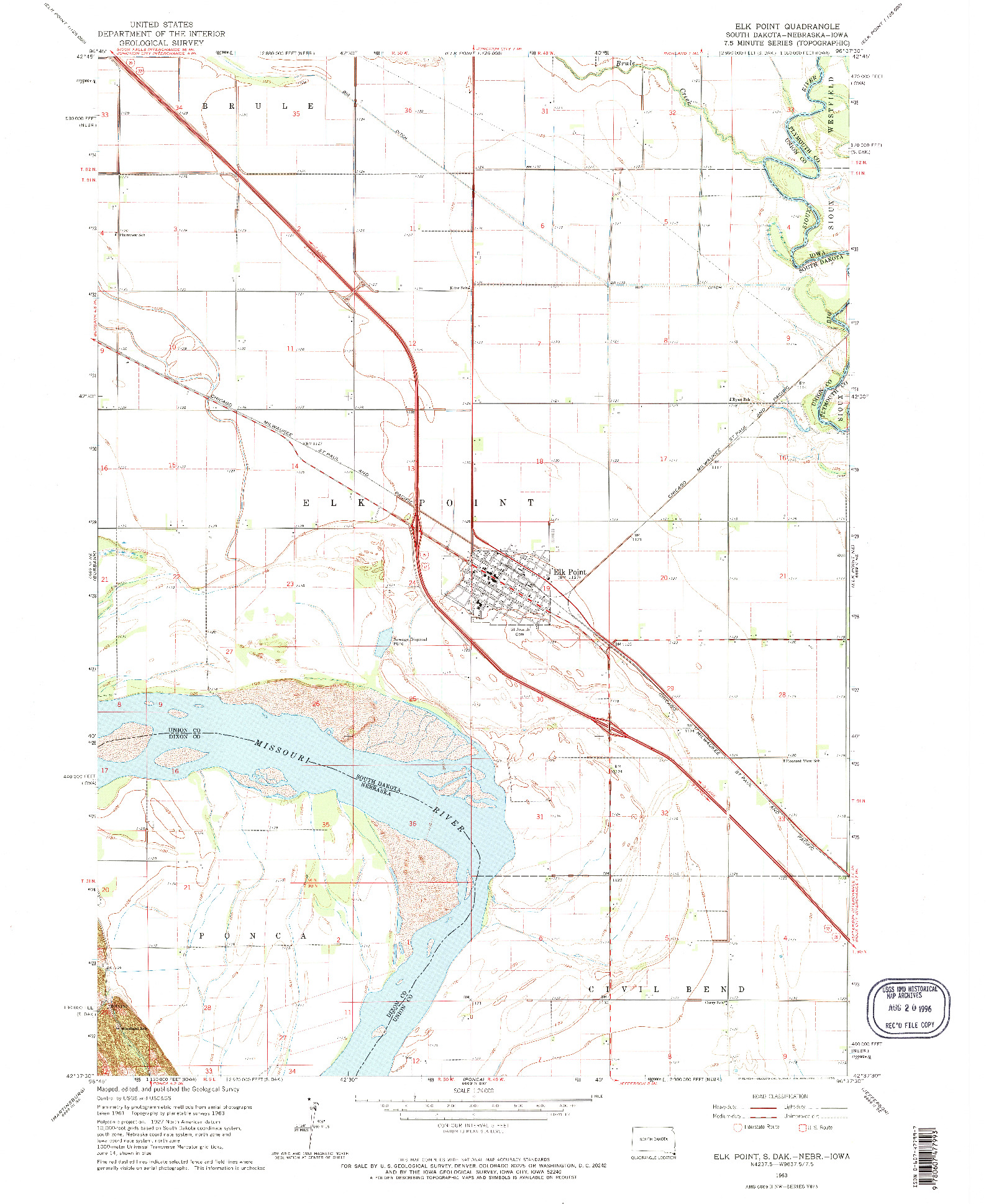 USGS 1:24000-SCALE QUADRANGLE FOR ELK POINT, SD 1963