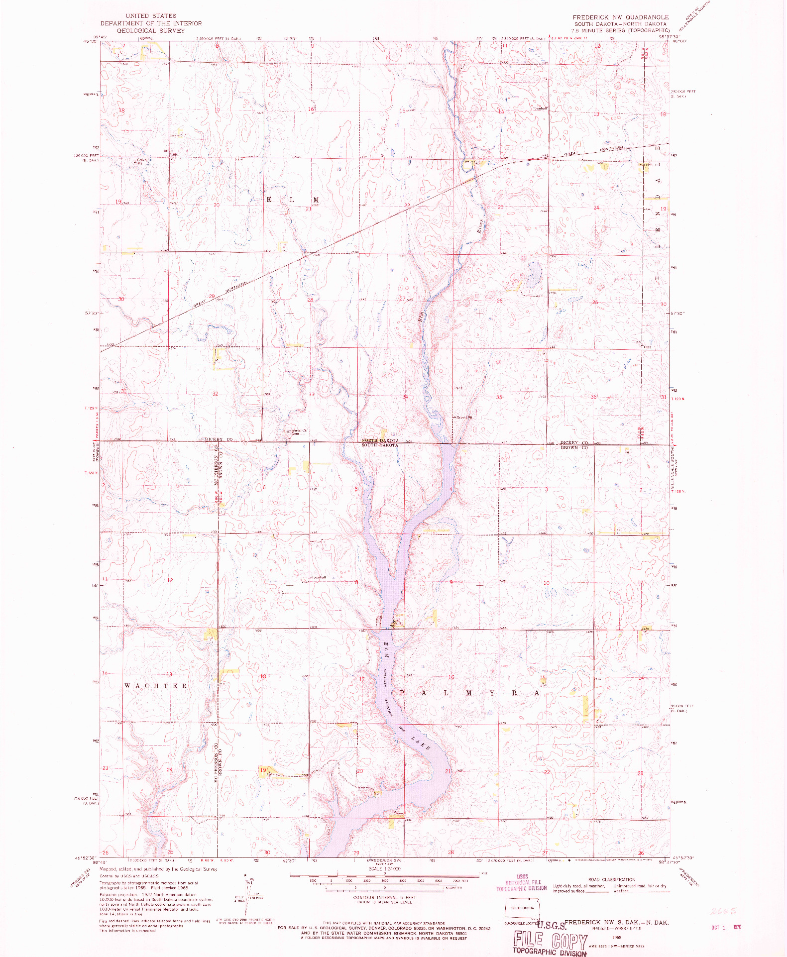 USGS 1:24000-SCALE QUADRANGLE FOR FREDERICK NW, SD 1968