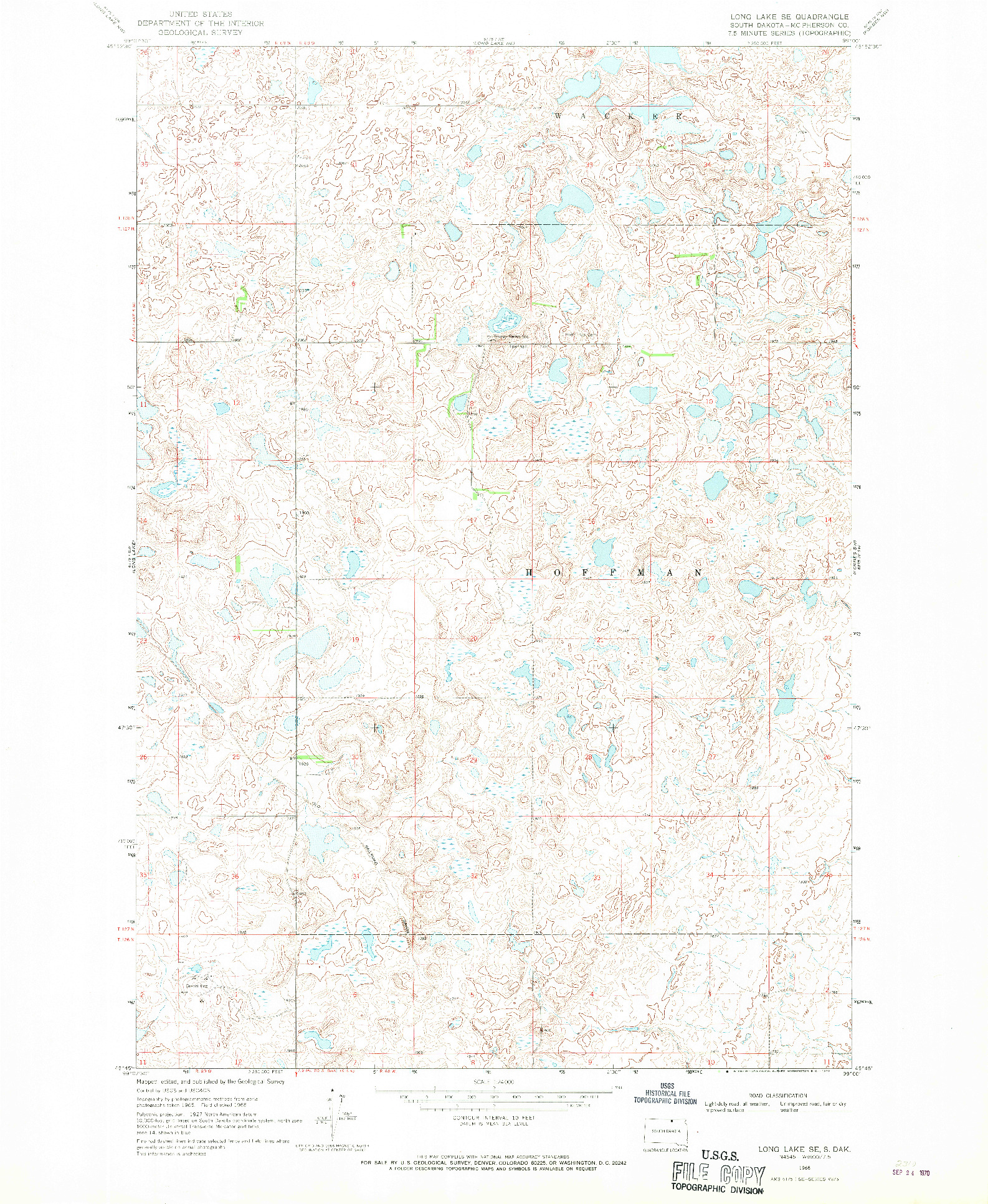 USGS 1:24000-SCALE QUADRANGLE FOR LONG LAKE SE, SD 1968