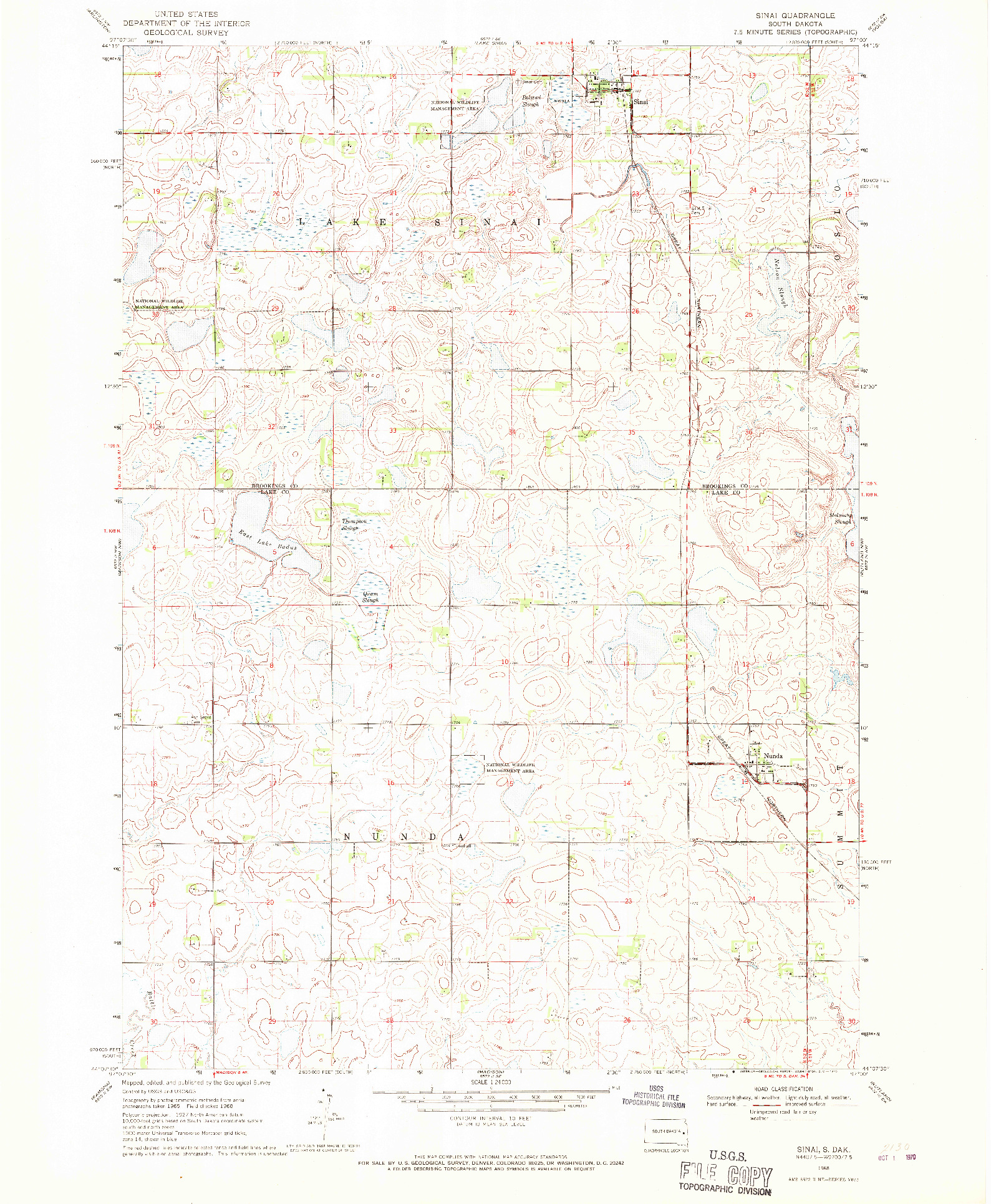 USGS 1:24000-SCALE QUADRANGLE FOR SINAI, SD 1968