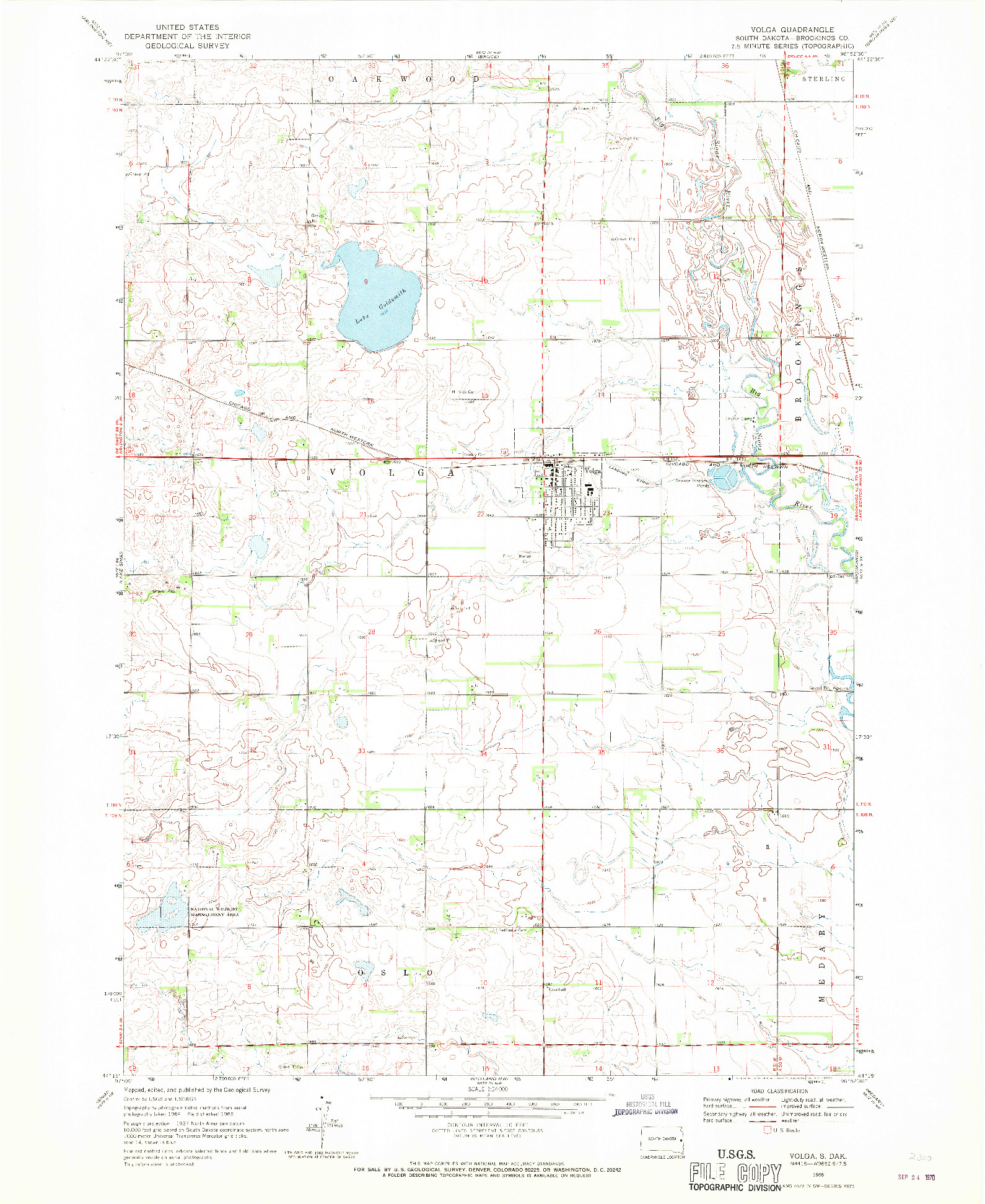 USGS 1:24000-SCALE QUADRANGLE FOR VOLGA, SD 1968