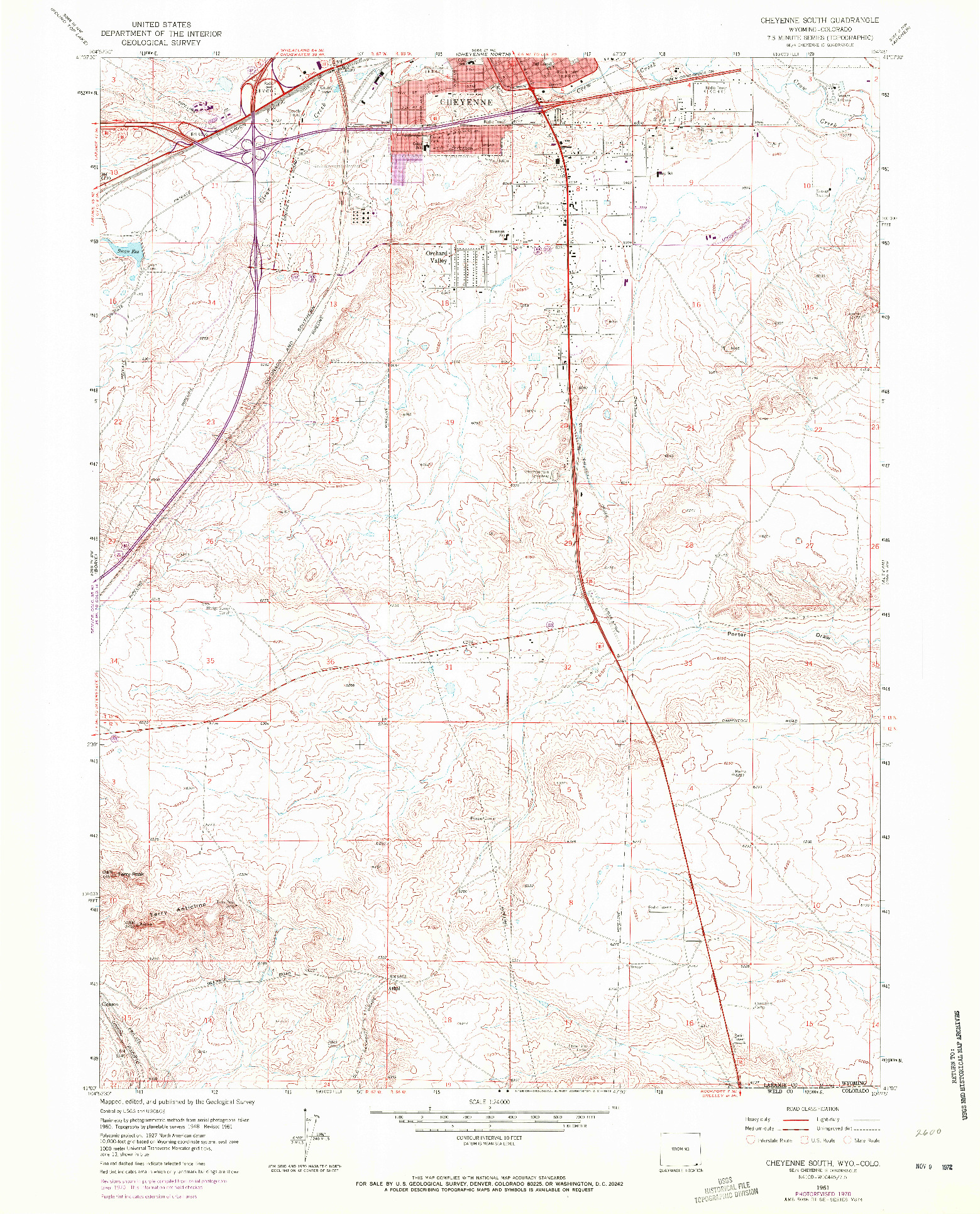 USGS 1:24000-SCALE QUADRANGLE FOR CHEYENNE SOUTH, WY 1961