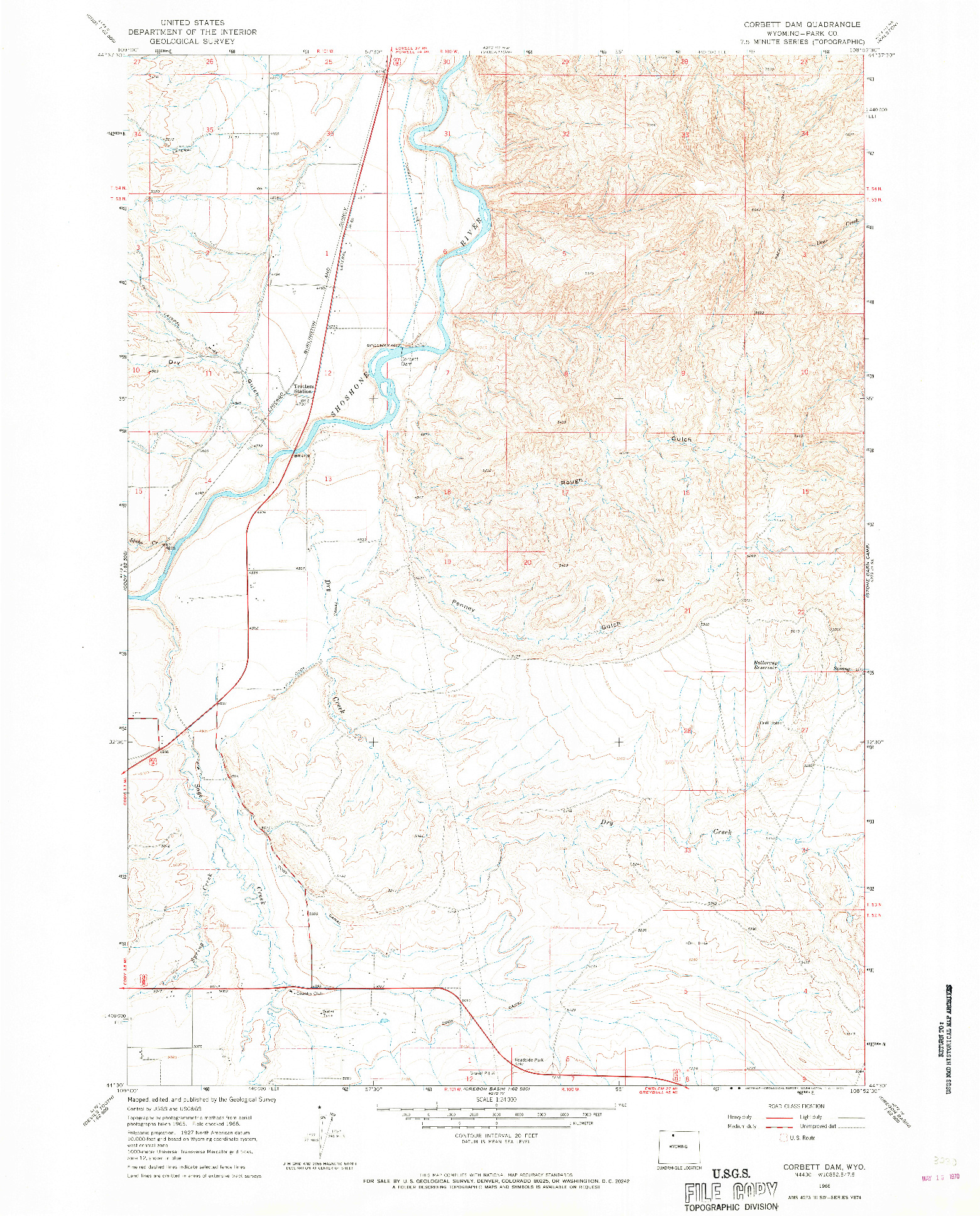 USGS 1:24000-SCALE QUADRANGLE FOR CORBETT DAM, WY 1966